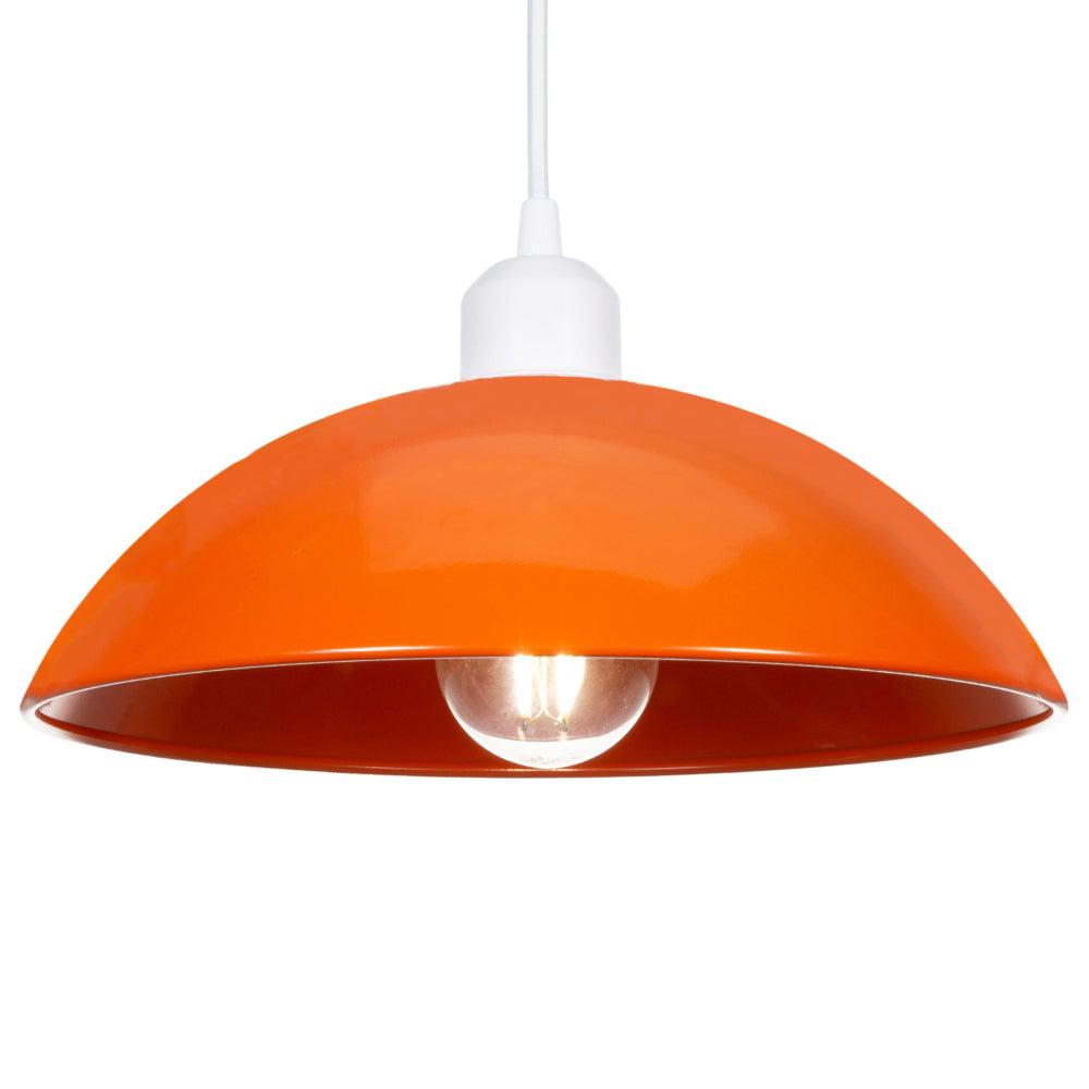 Industrial Retro Designer Orange Gloss Disc Metal Ceiling Pendant Lighting Shade Image 1