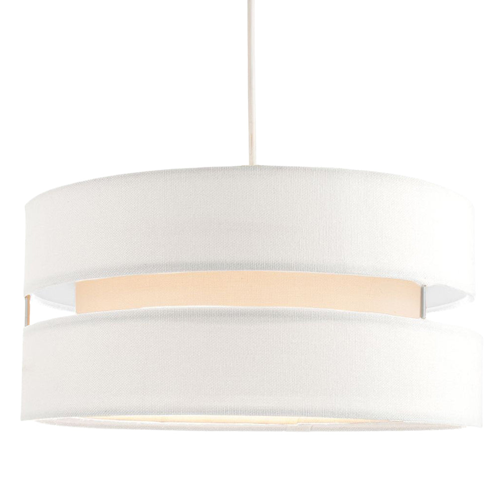 Contemporary 14" White Linen Fabric Triple Tier Ceiling Pendant Lamp Shade Image 2