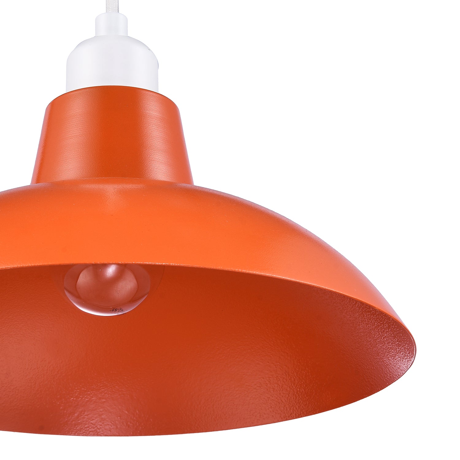 Industrial Retro Designed Matt Vibrant Orange Curved Metal Ceiling Pendant Shade Image 5