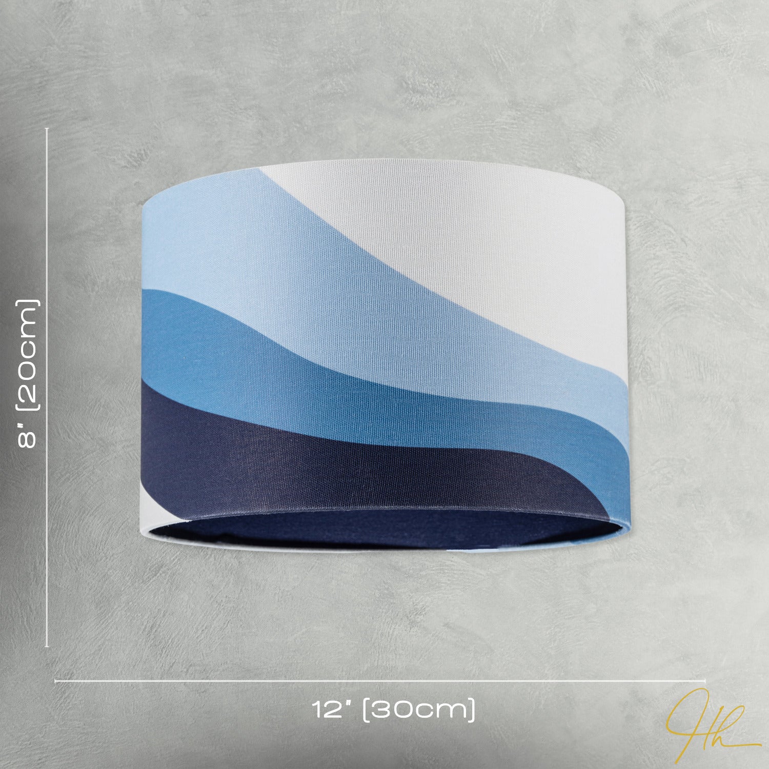 Midnight Blue Linen Fabric Lamp Shade with Inner and Outer Wavy Design Image 7