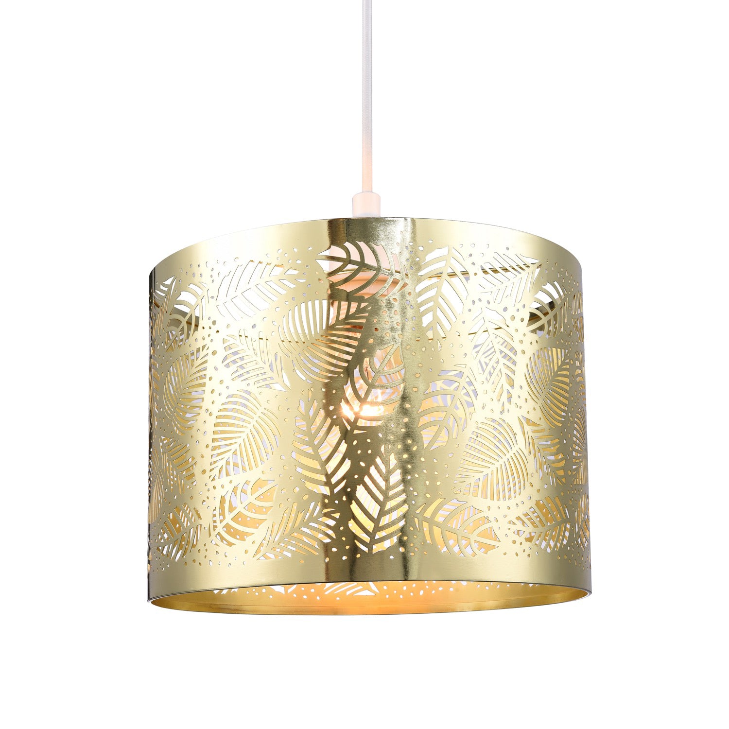 Contemporary Gold Plated Metal Pendant Light Shade with Fern Leaf Decoration Image 2