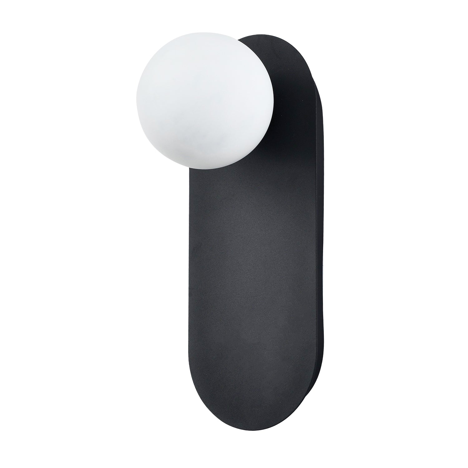 Matte Sand Black LED Wall Light with Opal White Spherical Glass Shade Image 2