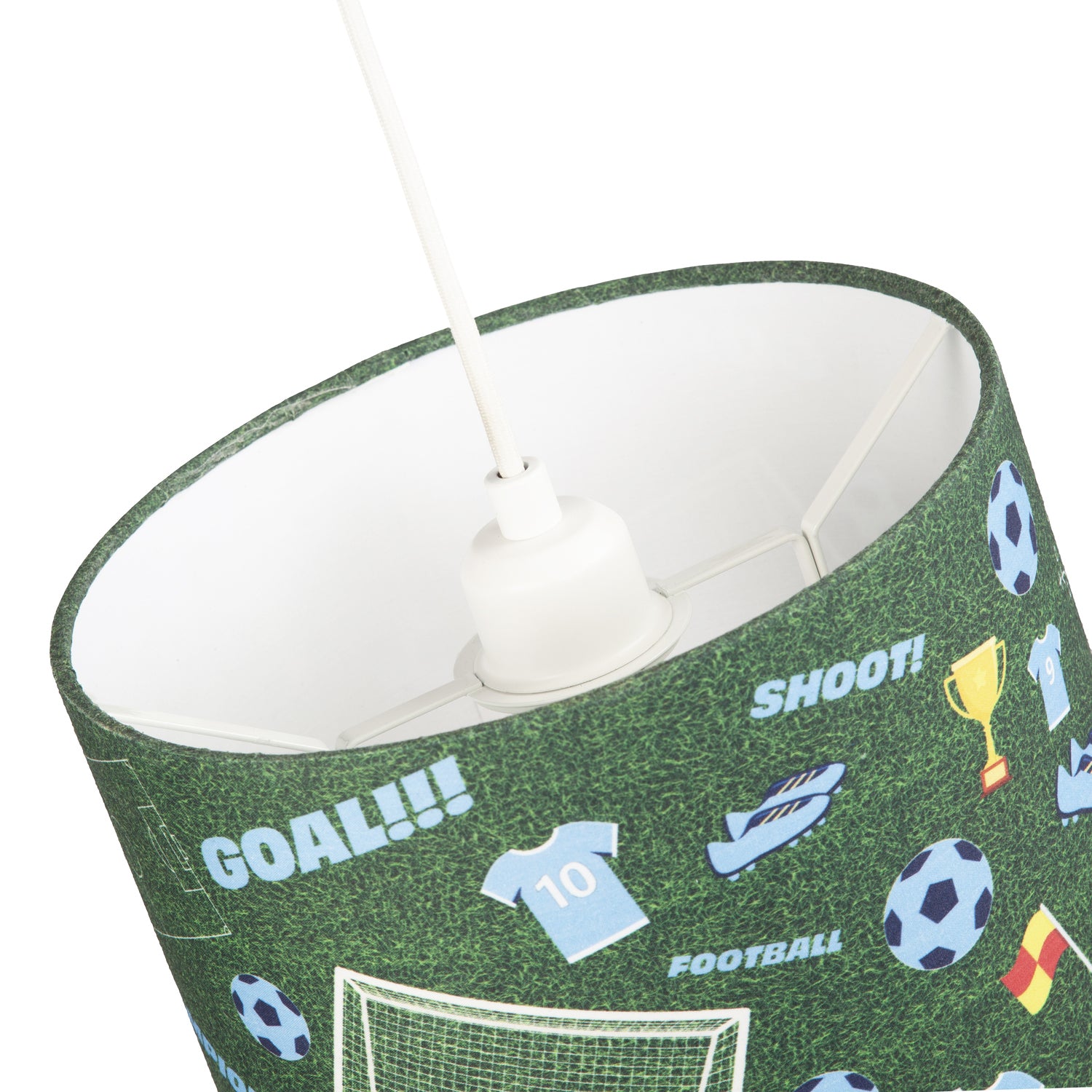 Sky Blue Themed Football Cotton Fabric Lamp Shade with Grass Background Image 5