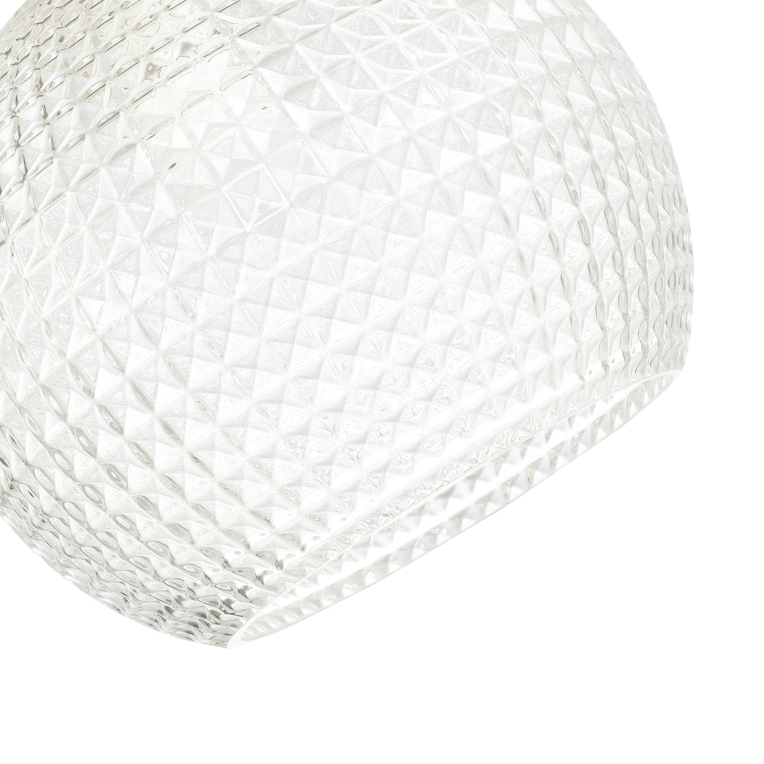 Modern Spherical Clear Glass Pendant Light Shade with Square Diamond Ridges Image 2