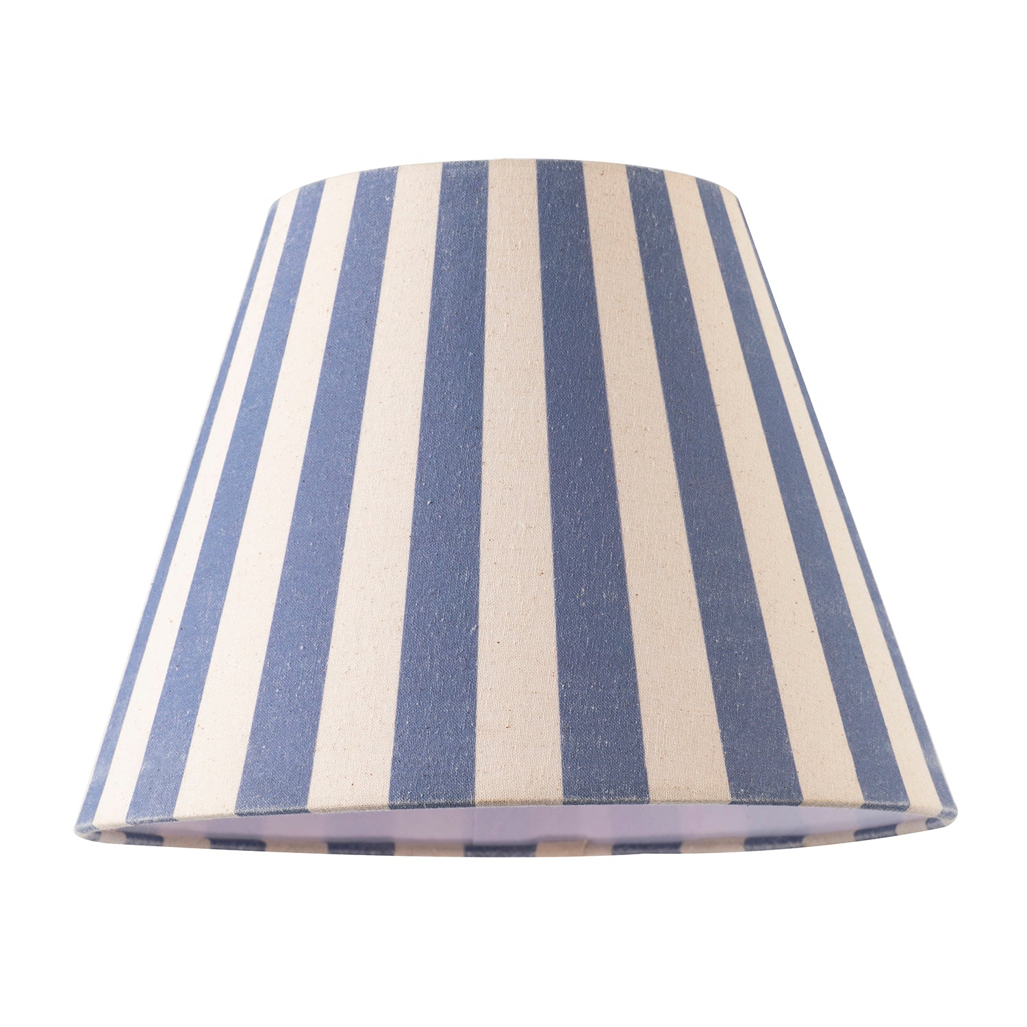 Amparo Blue and Oatmeal Linen Striped Coolie Shade with Cotton Inner Image 1