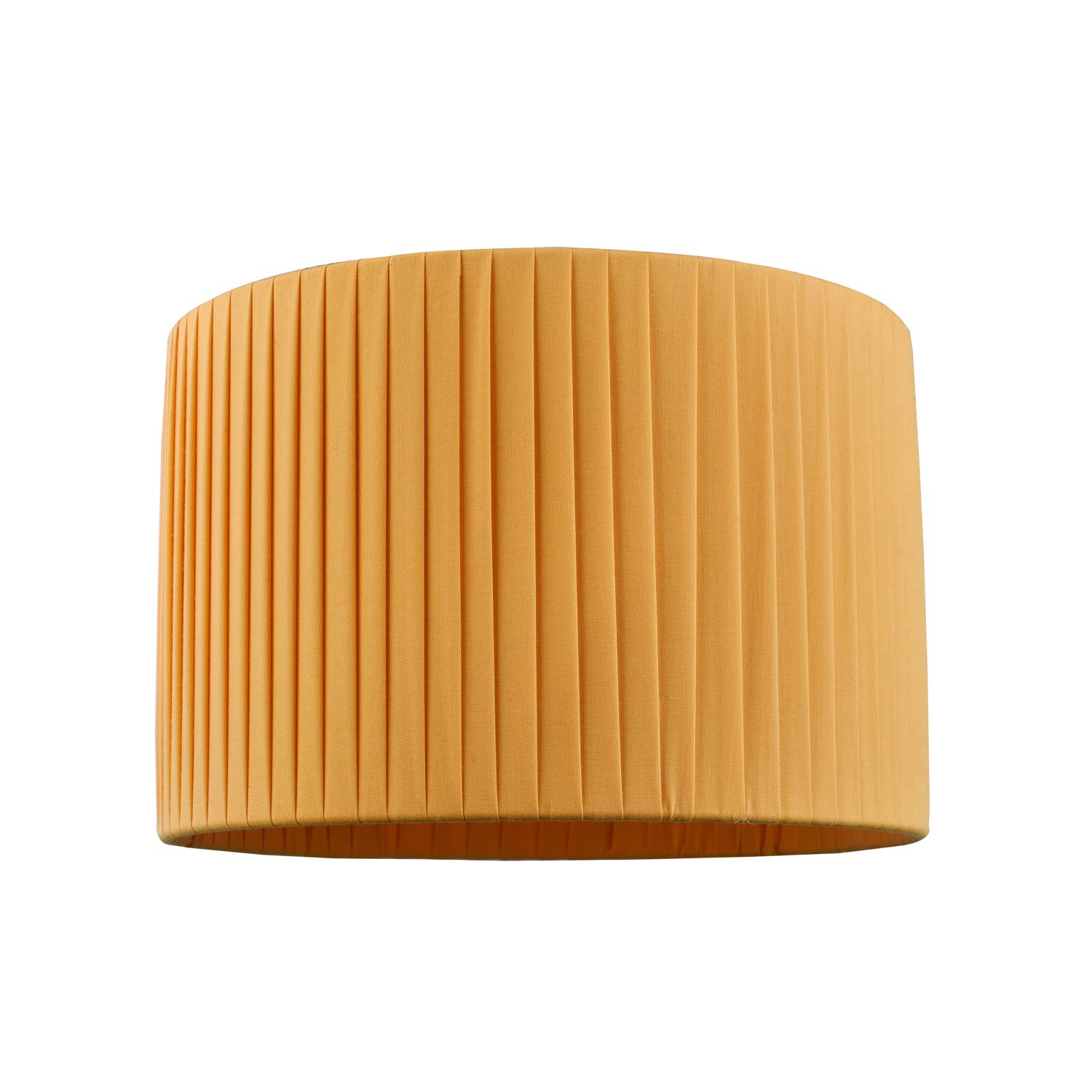 Modern Chic Designer Double Pleated Ochre Cotton Fabric 10" Drum Lampshade Image 1