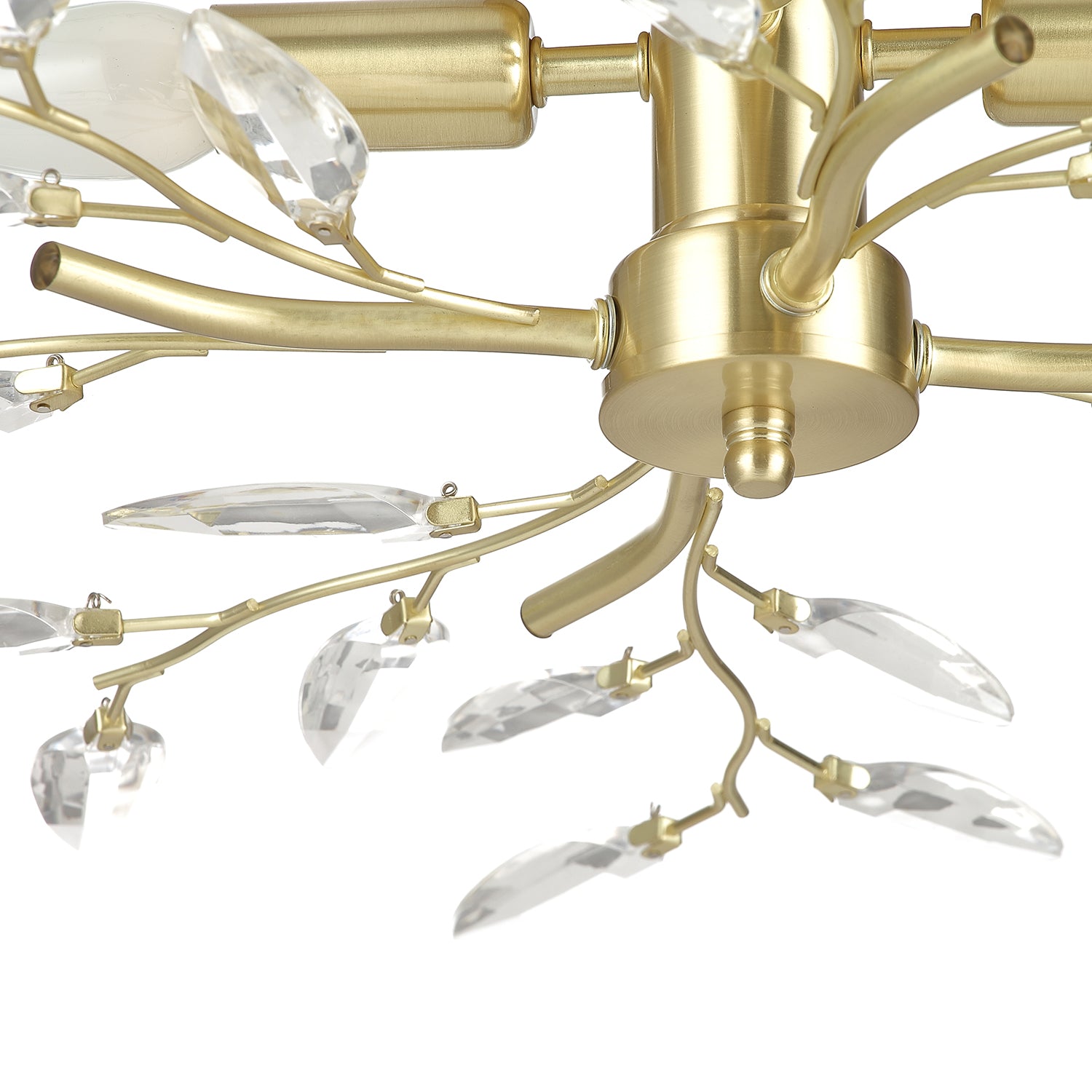 Modern Brushed Gold Plated Branch Ceiling Light Fitting with Acrylic Leaves Image 2