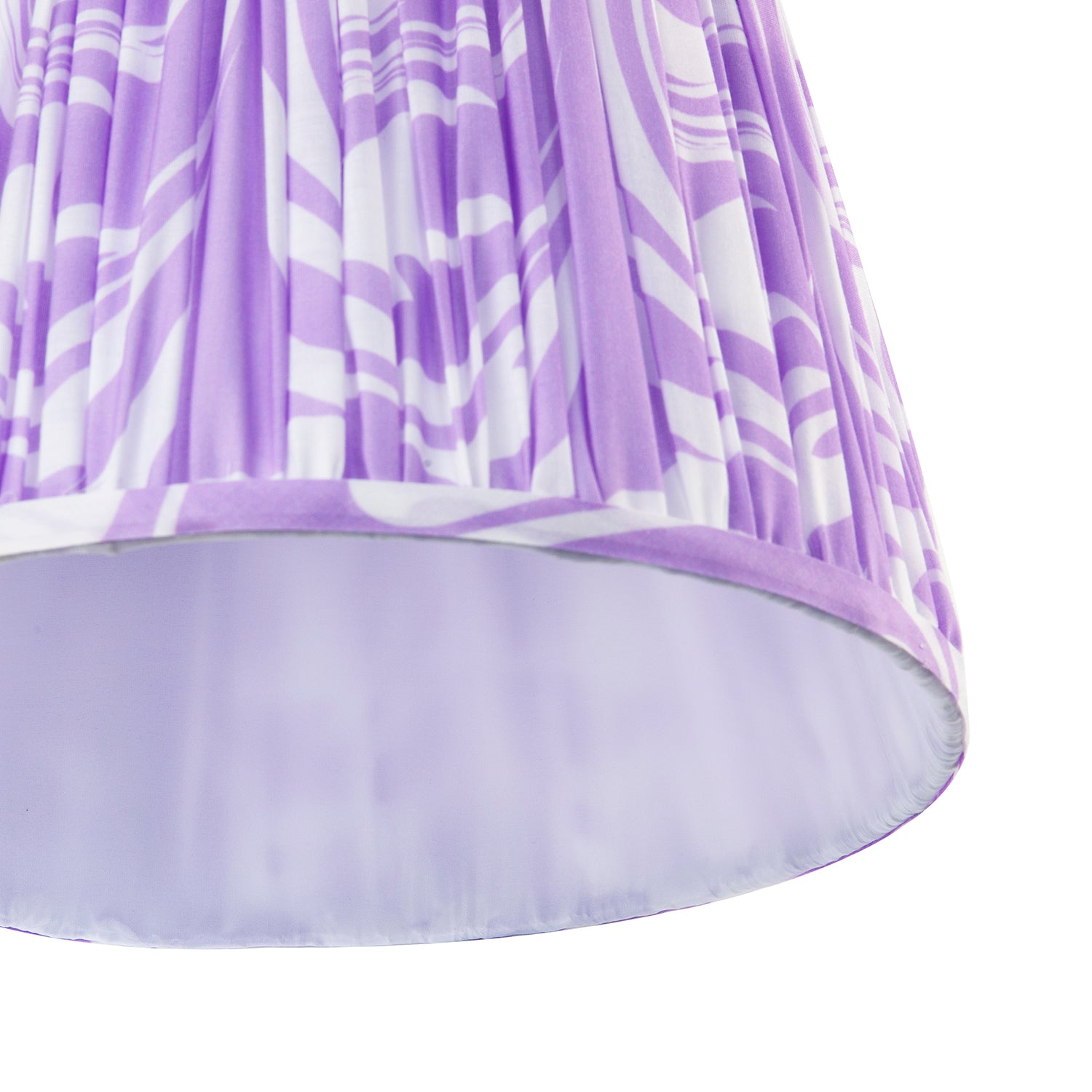 Modern Lilac Pleated Cotton Fabric Lamp Shade with Wavy Lines Design Image 5
