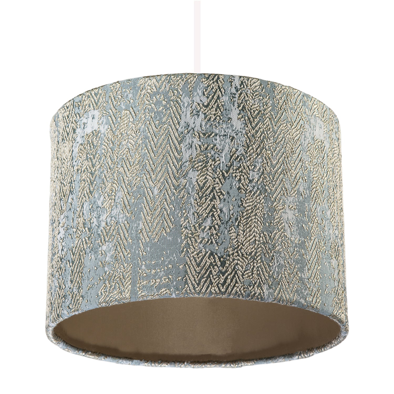 Textured Herringbone and Chevron Jacquard Lampshade in Gold and Silver Image 5