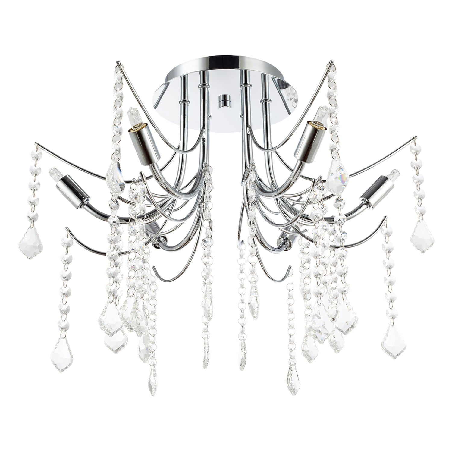Elegant Semi Flush Chandelier Ceiling Light Fitting in Polished Chrome Image 3
