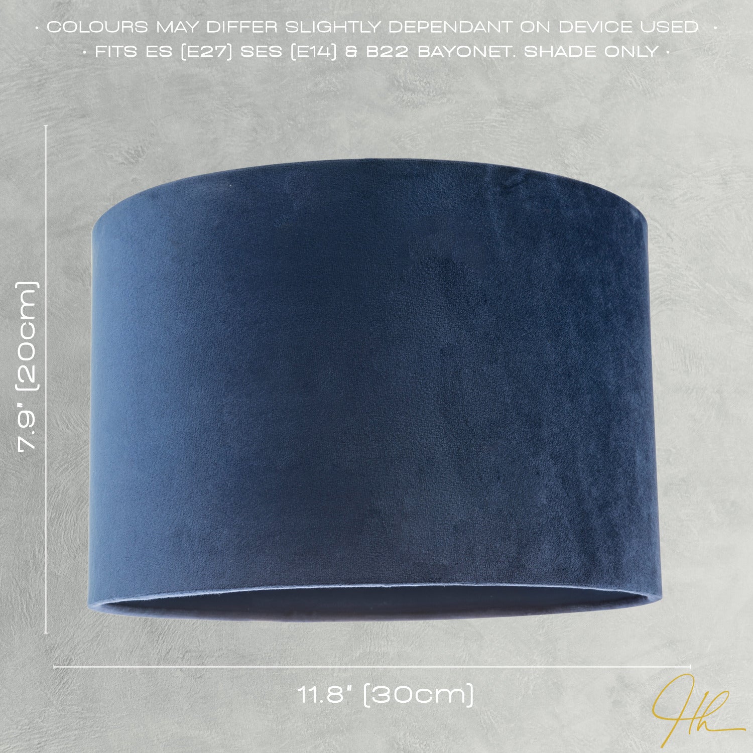 Soft Velvet Midnight Blue Fabric Round Lamp Shade for Table or Pendant Image 6