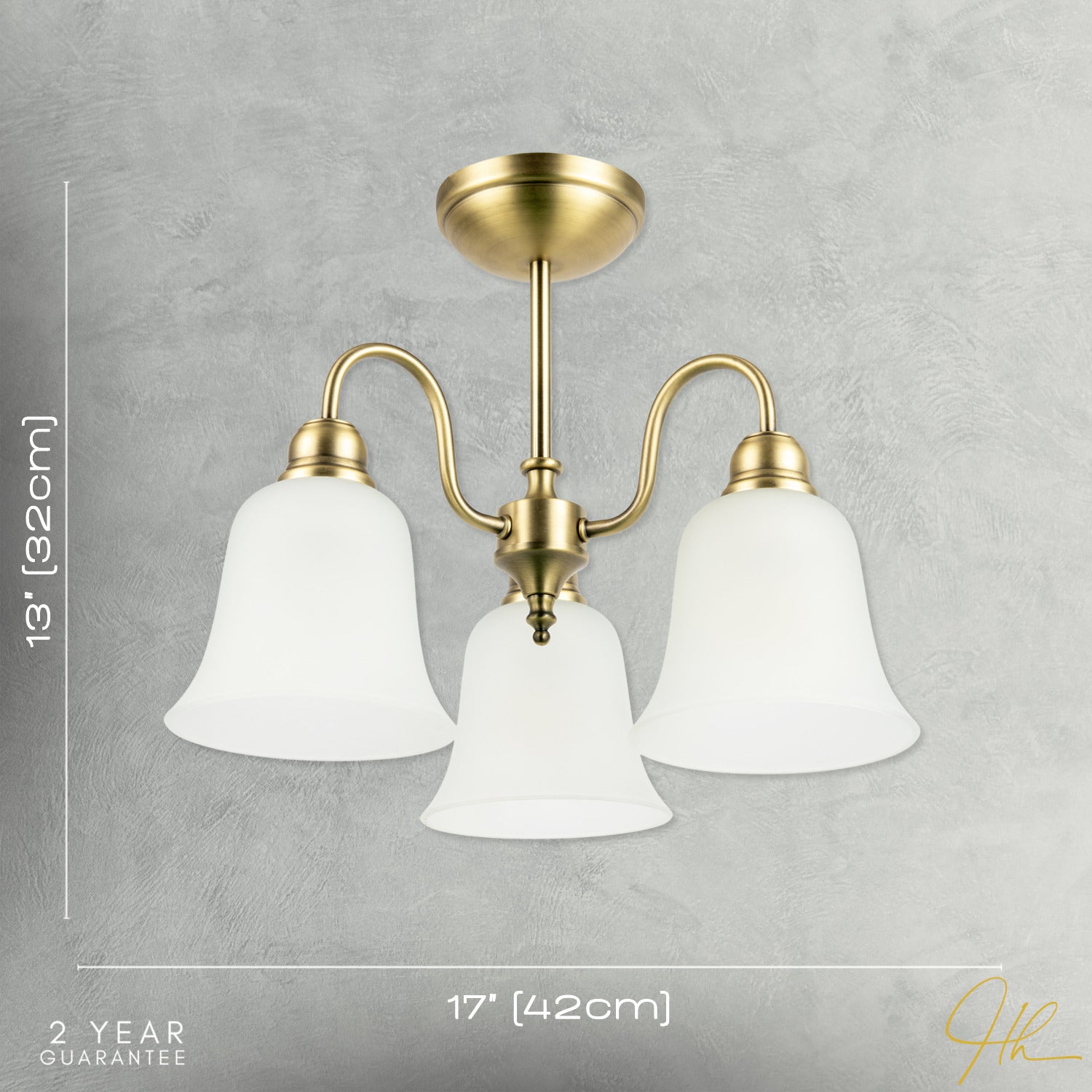 Classic and Ornate Aged Brass Ceiling Light Fitting with Glass Shades Image 7