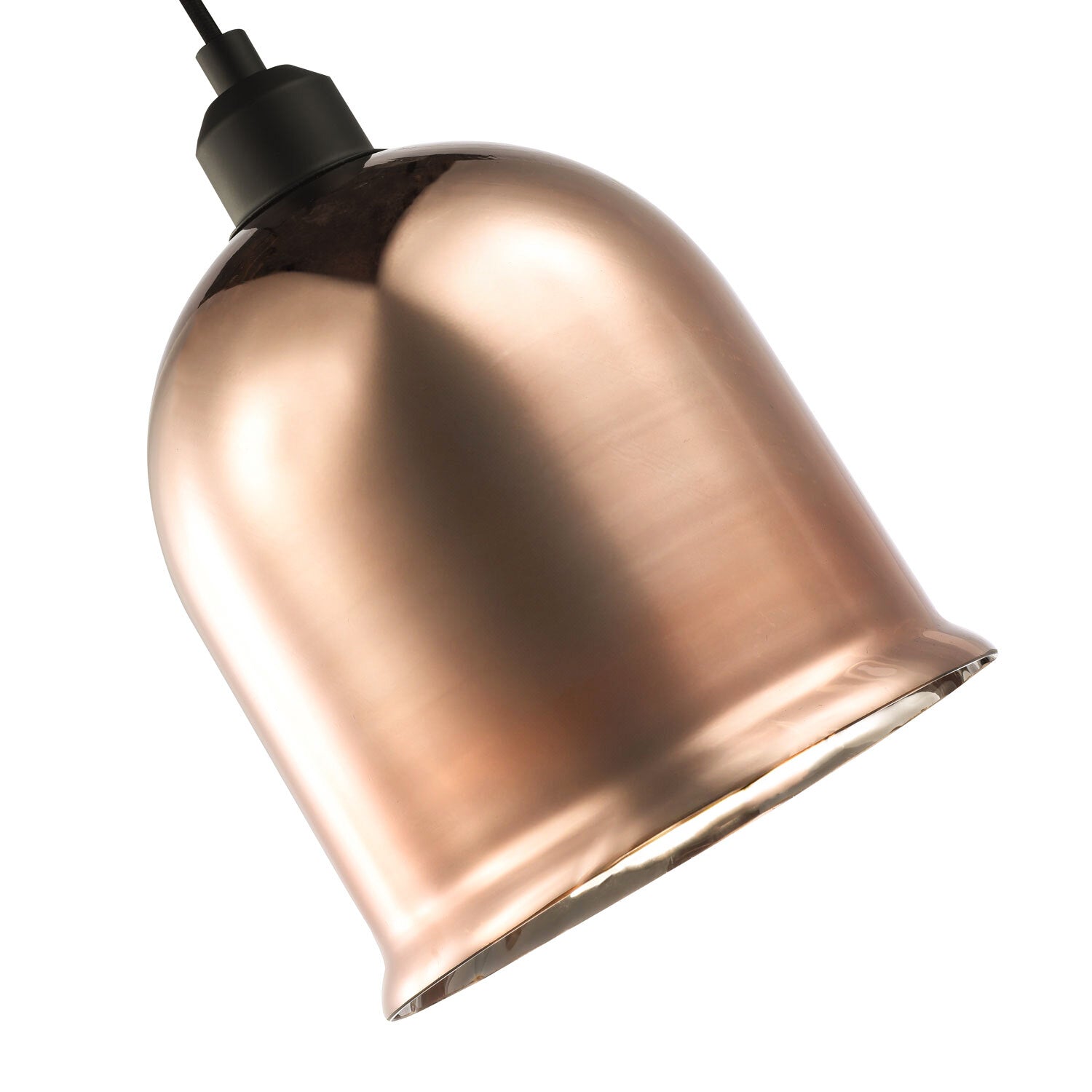 Contemporary Bell Shaped Copper Plated Glass Pendant Light Shade with Lower Rim Image 3