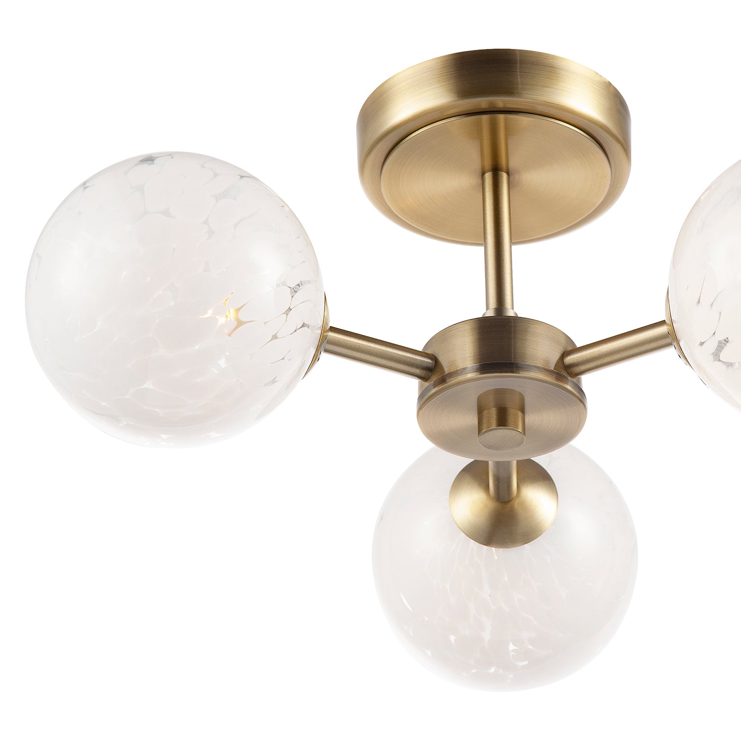 Designer Antique Brass Ceiling Light with White Confetti Snowflake Glass Shades Image 4