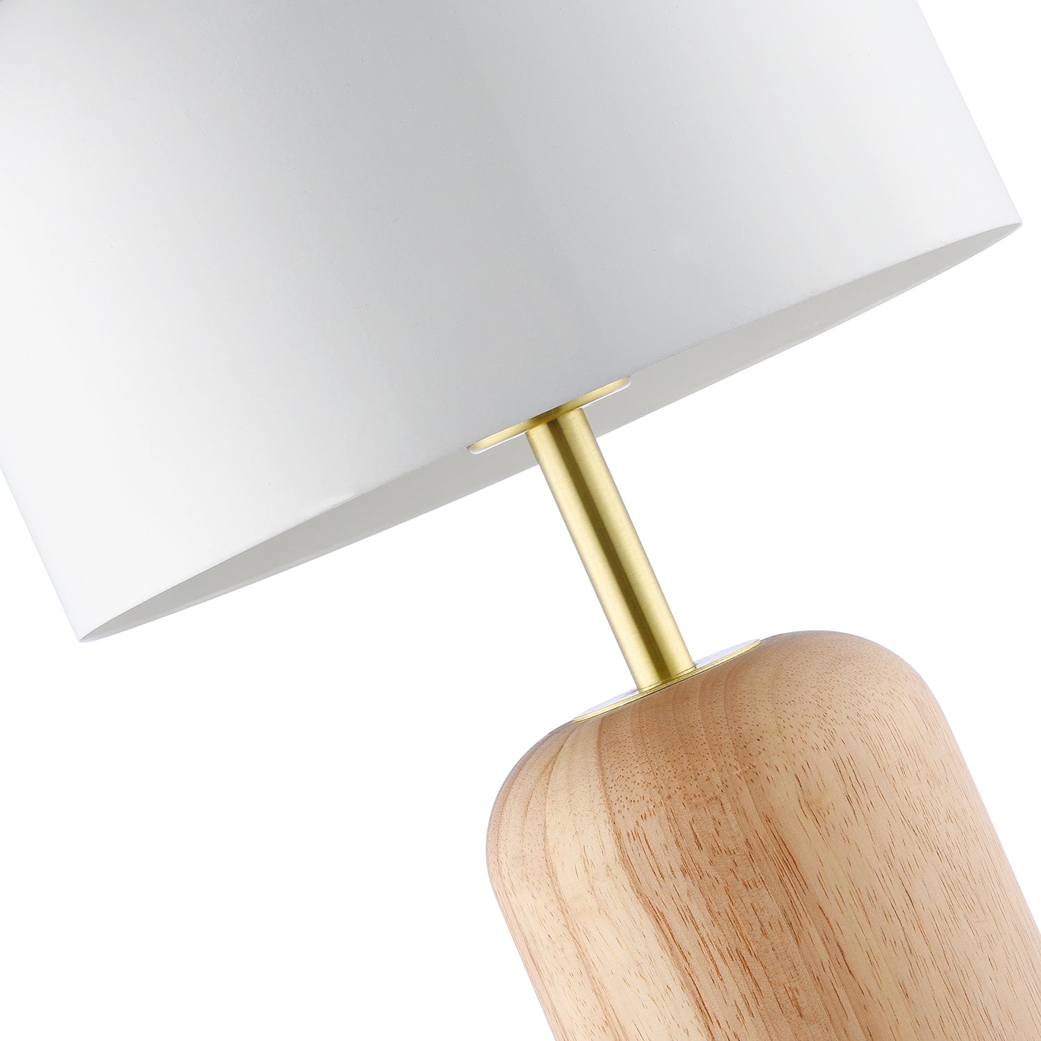 Modern Designer Wooden Table Lamp with White Gloss Domed Metal Shade Image 4