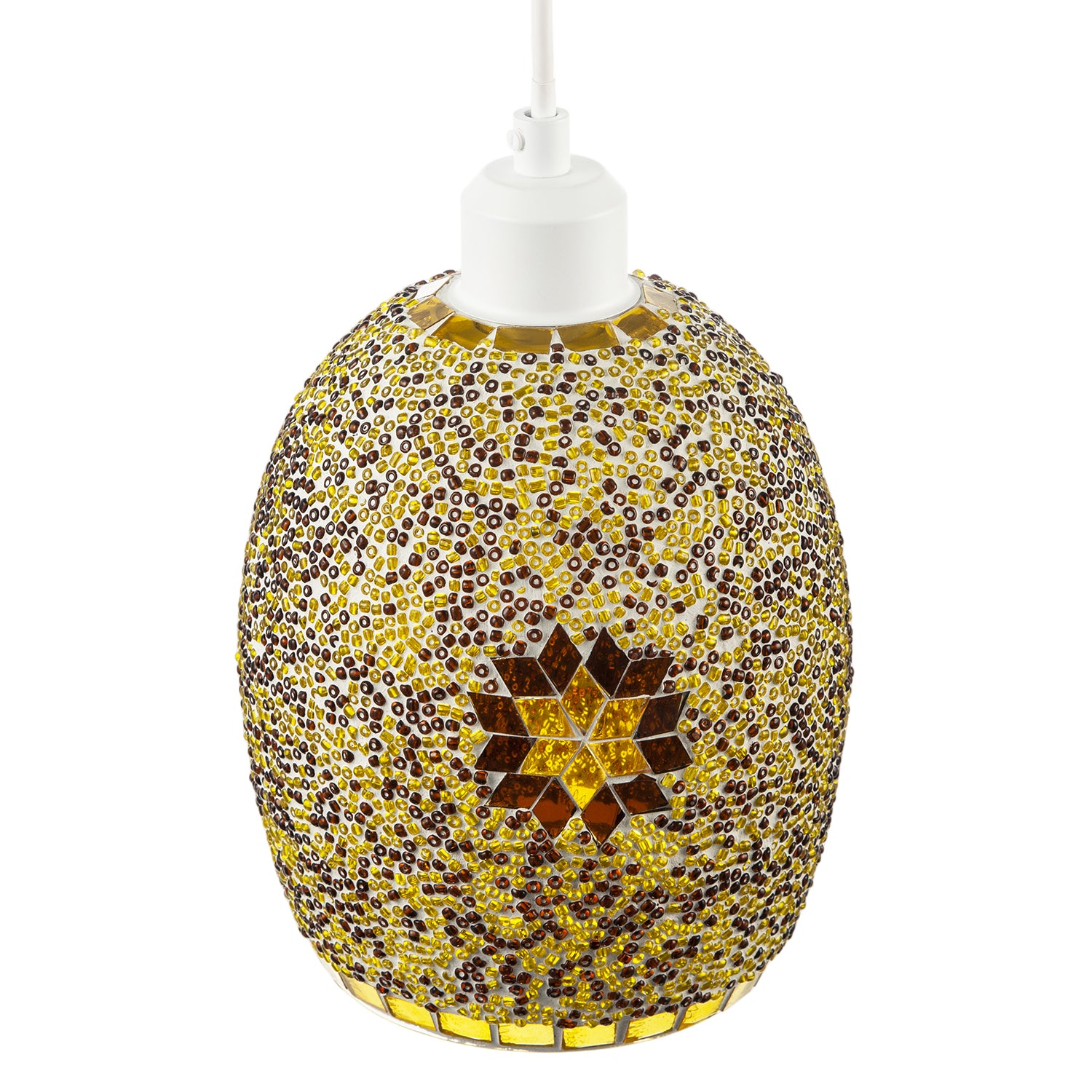 Dome Shaped Pendant Light Shade with Glass Mosaic Beaded Construction Image 3