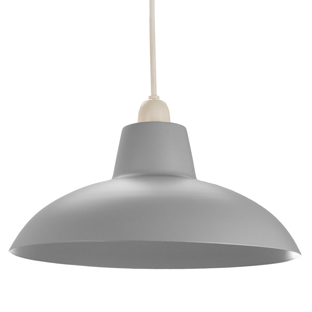 Industrial Retro Designed Matt Grey Curved Metal Ceiling Pendant Light Shade Image 1