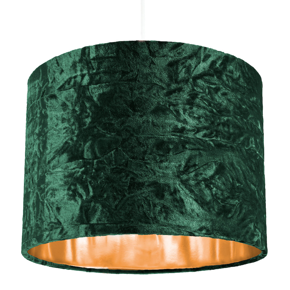 Modern Green Crushed Velvet 10" Table/Pendant Lampshade with Shiny Copper Inner Image 6