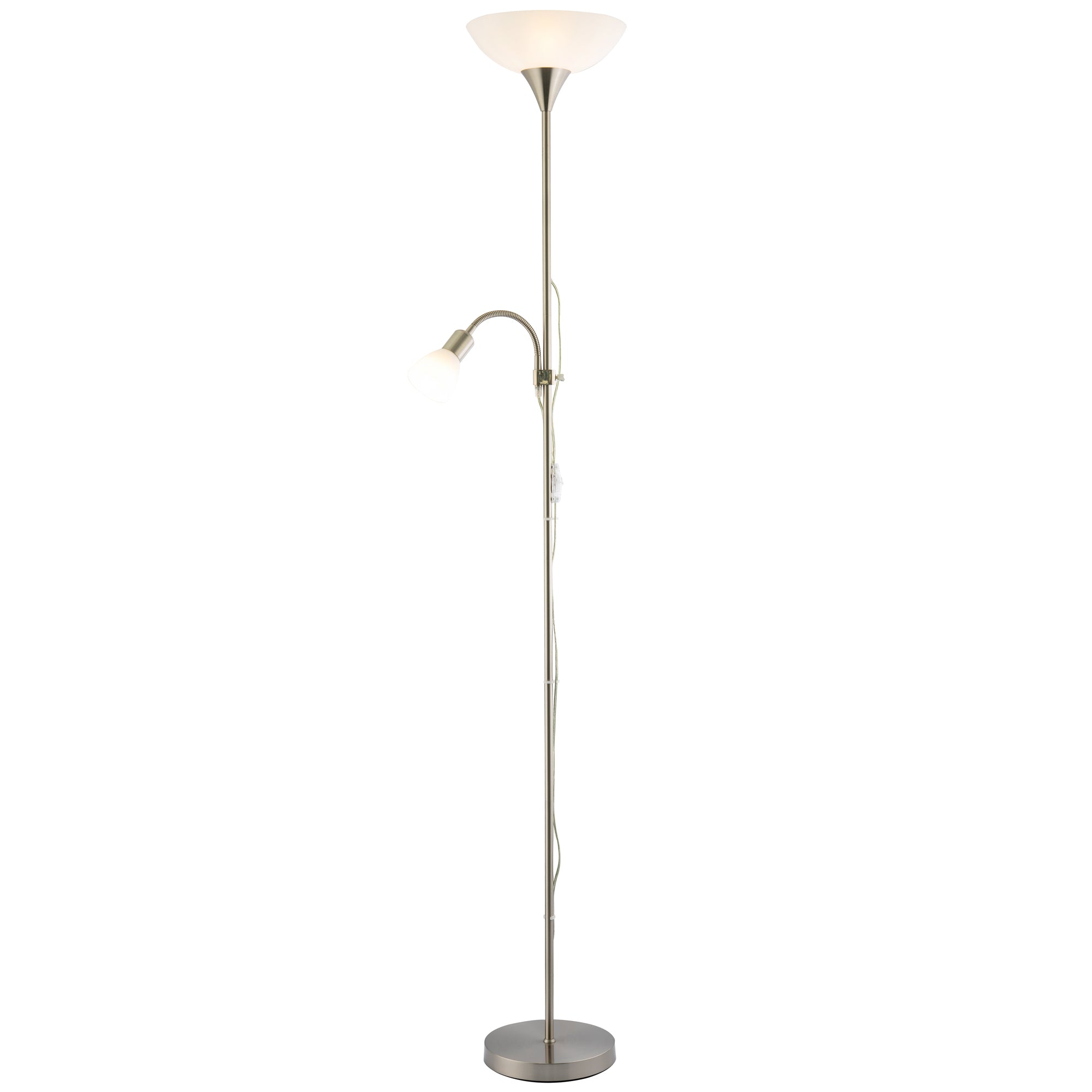 Nickel Mother and Child Floor Lamp with Adjustable Reading Light and Switches Image 1