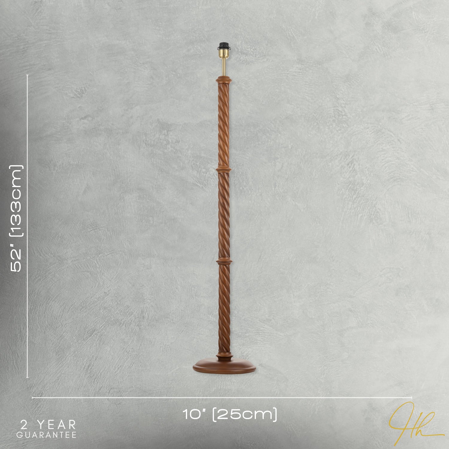 Mahogany Wooden Classic Floor Lamp Base with Twisting Pole Design Image 7