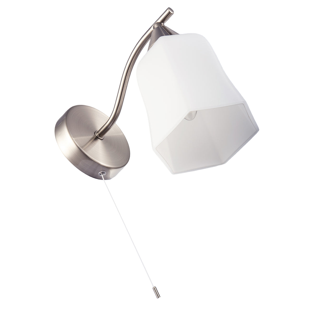 Switched Downlight Wall Light in Satin Nickel with Opal Glass Shade Image 8