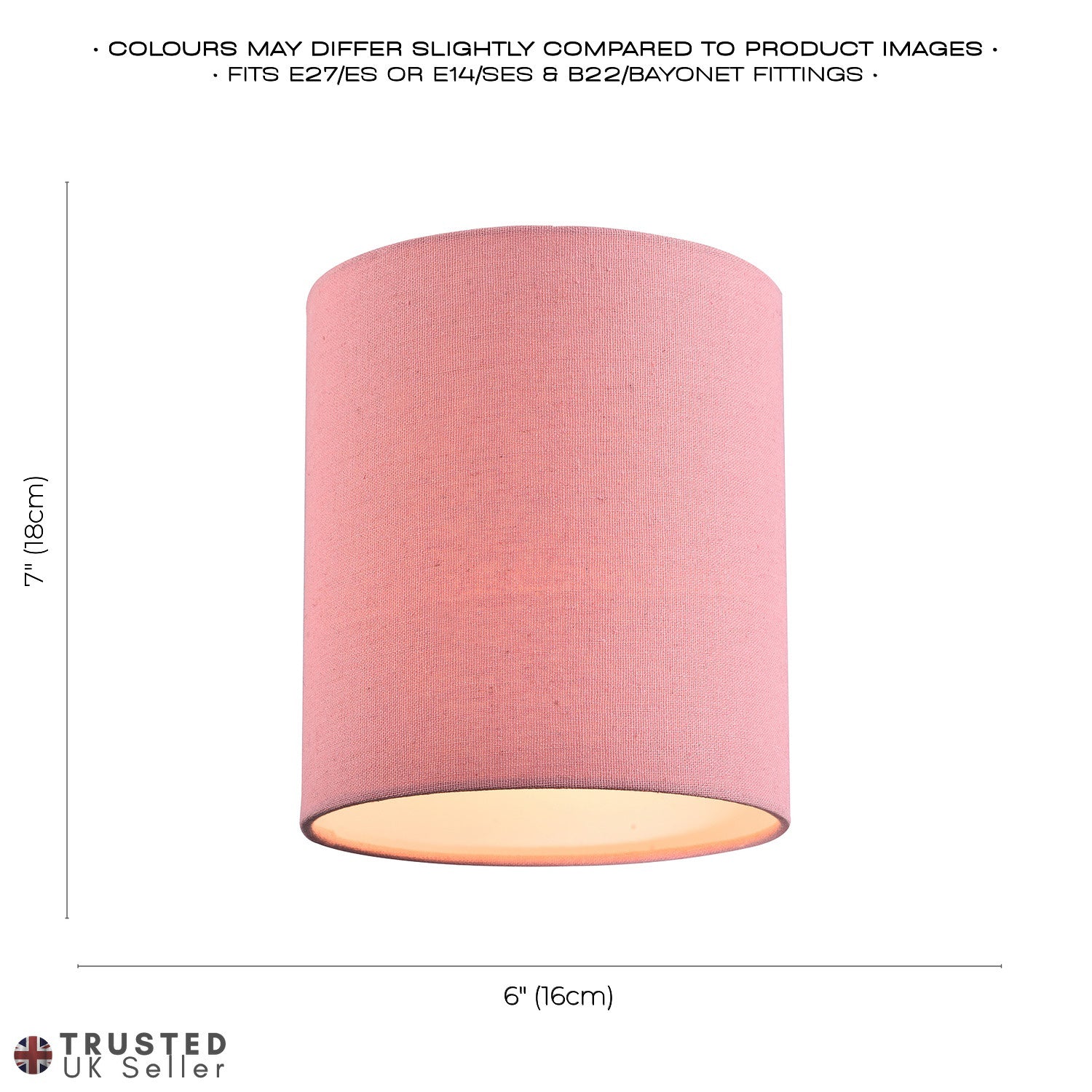 Contemporary and Elegant Blush Pink Linen Fabric 18cm High Cylinder Lamp Shade Image 6