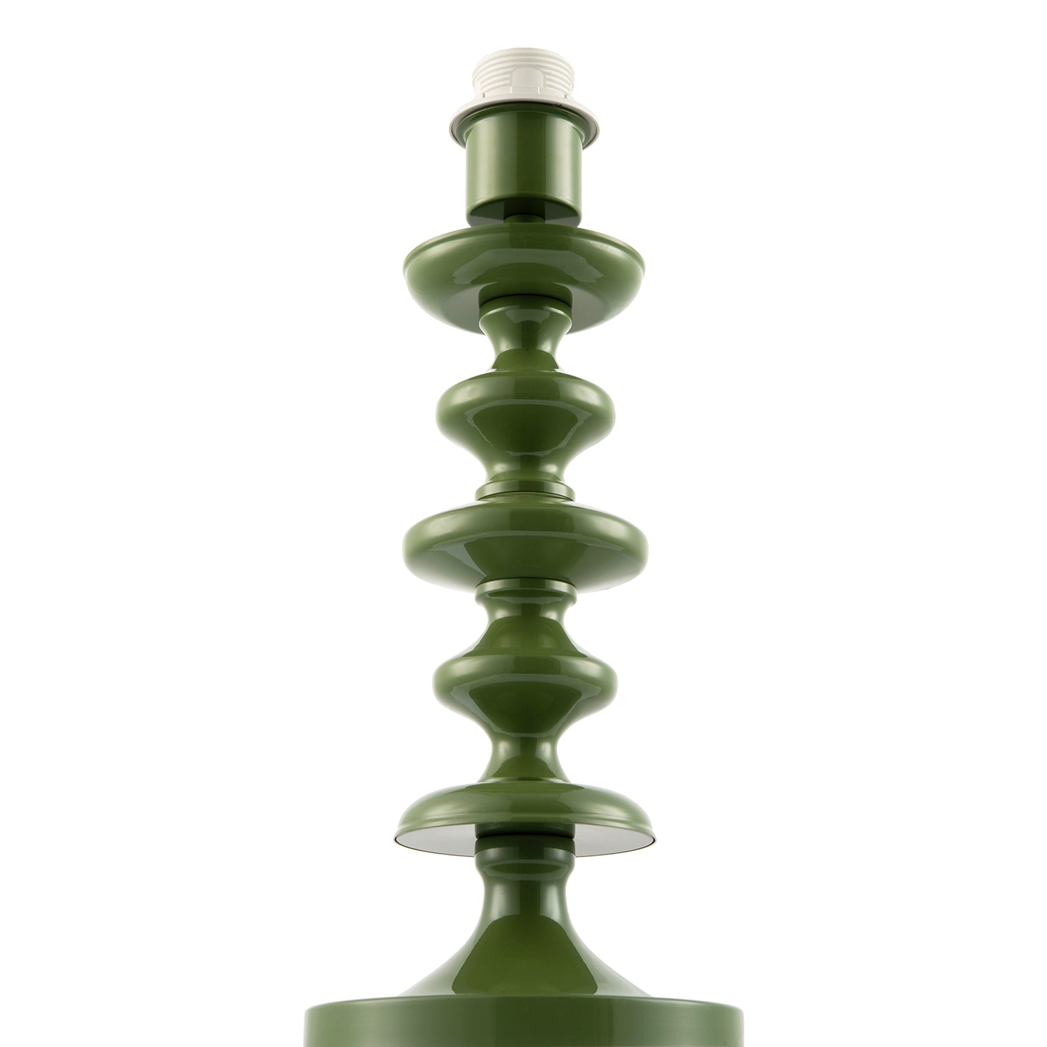 Modern Olive Green Gloss Table Lamp Base with Chic Round Step Design Image 3