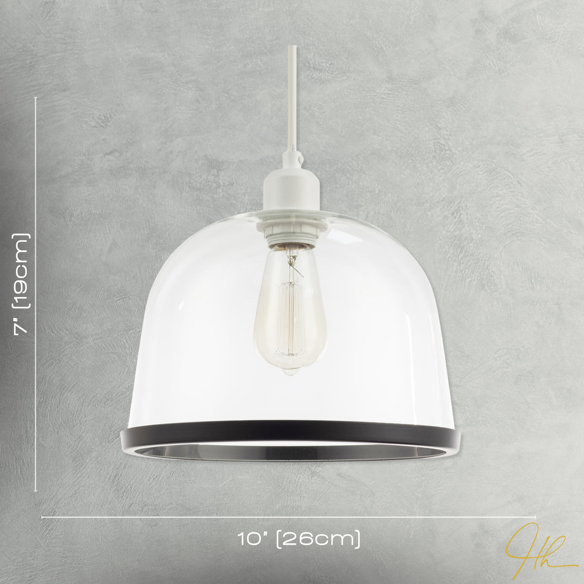 Modern Clear Glass Bowl Pendant Light Shade with Matte Black Rim Image 7