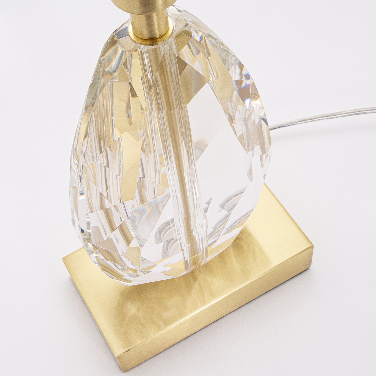 Modern Clear K9 Faceted Crystal Glass Table Lamp Base with Brushed Gold Base Image 2