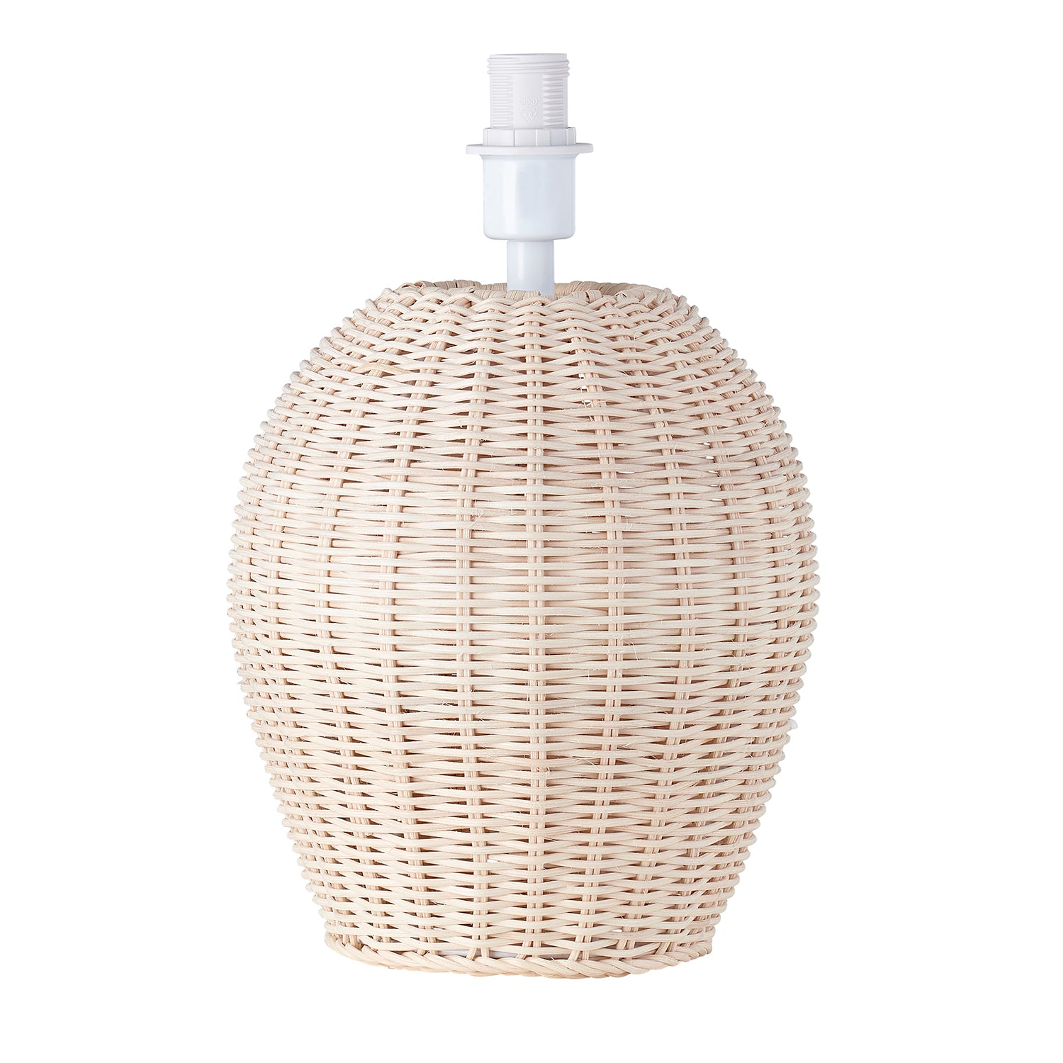 Natural Light Brown Woven Rattan Table Lamp Base with White Cable and Switch Image 1