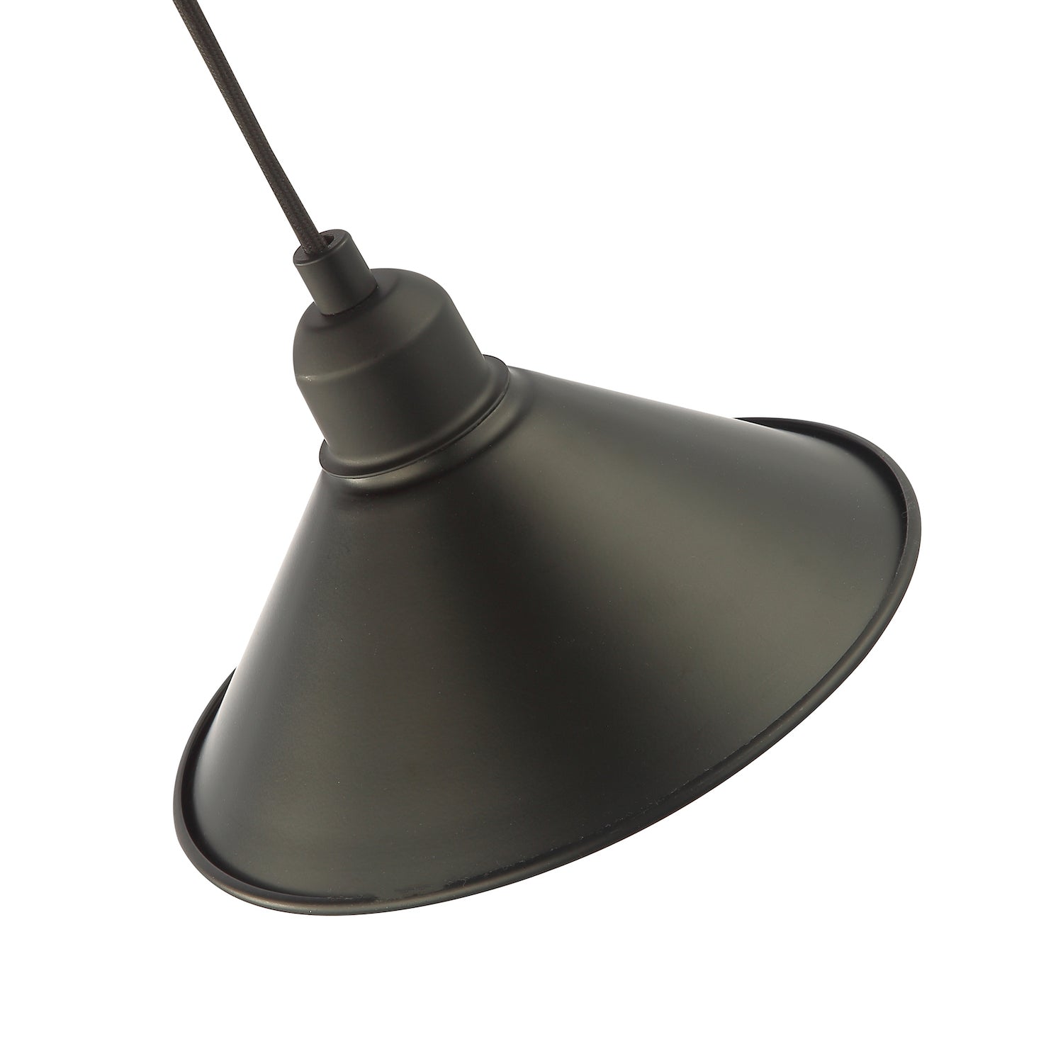 Cone Shaped Industrial Metal Pendant Lamp Shade in Mat Black - 21cm x 8cm Image 5