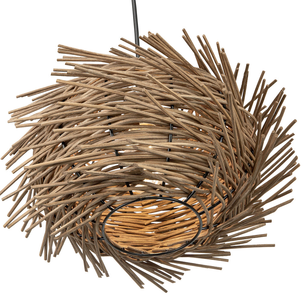 Vintage Nest Designed Natural Brown Rattan Wicker Ceiling Pendant Light Shade Image 5