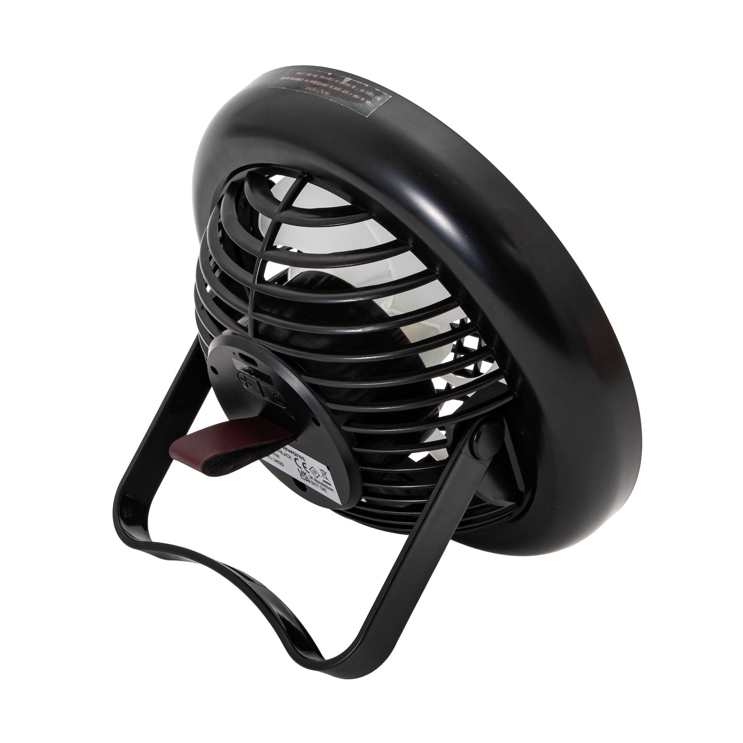 Black Rechargeable 3 Speed Desk Fan with LED Dimmable Ring Light Image 3