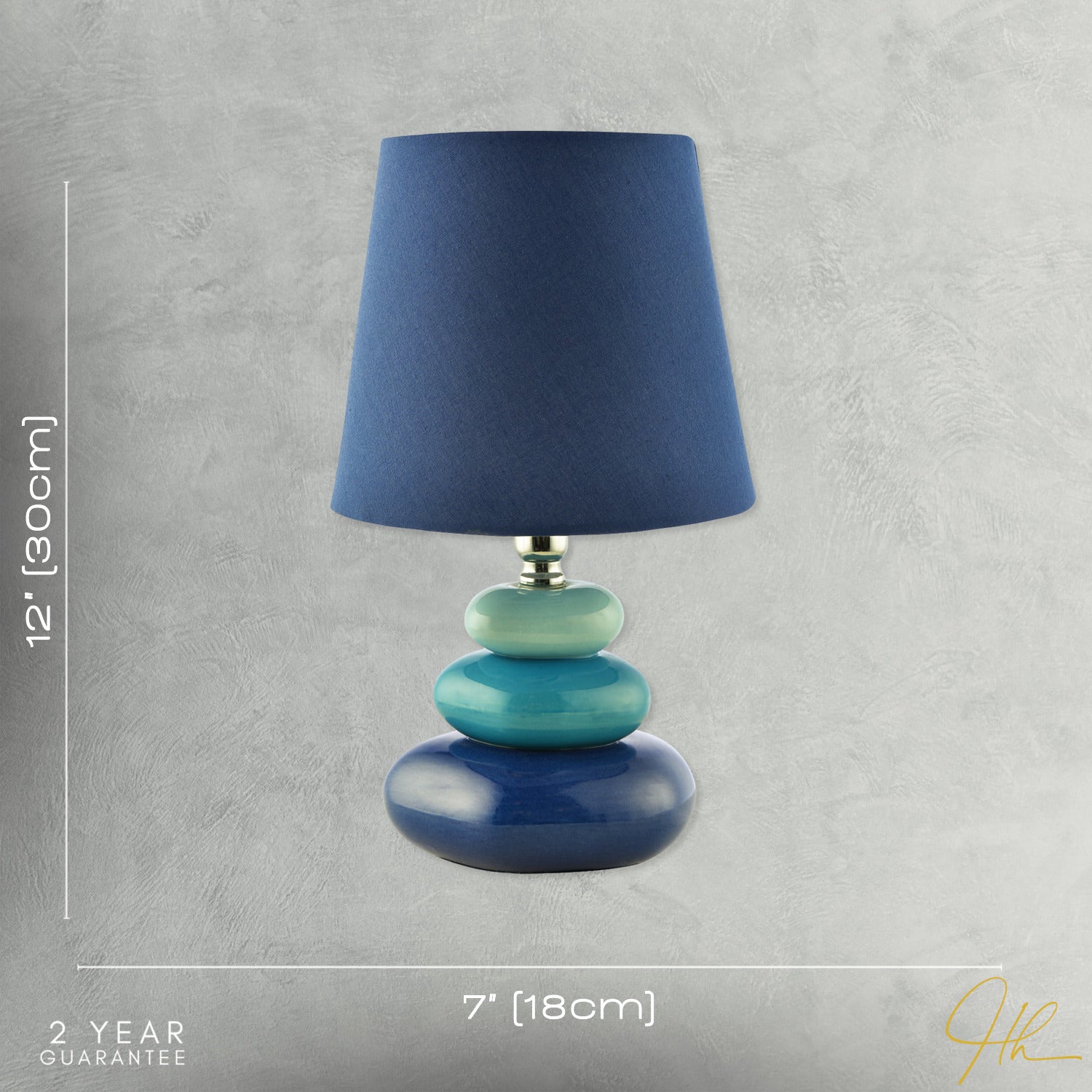 Ceramic Pebble Table Lamp with Midnight Blue Teal and Duck Egg Colours Image 7