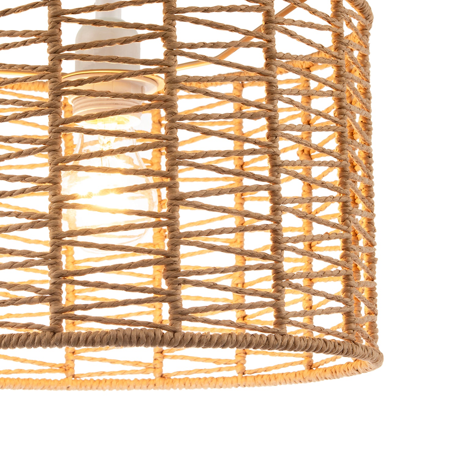 Classic Twisted Brown Paper Pendant Light Shade with Strapped Design Image 5