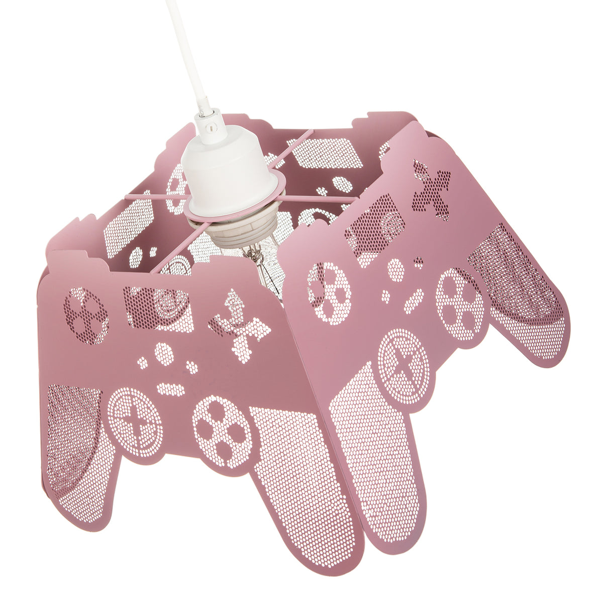 Modern Matte Pink Game Controller Pendant Shade with Laser Cut Holes Image 3