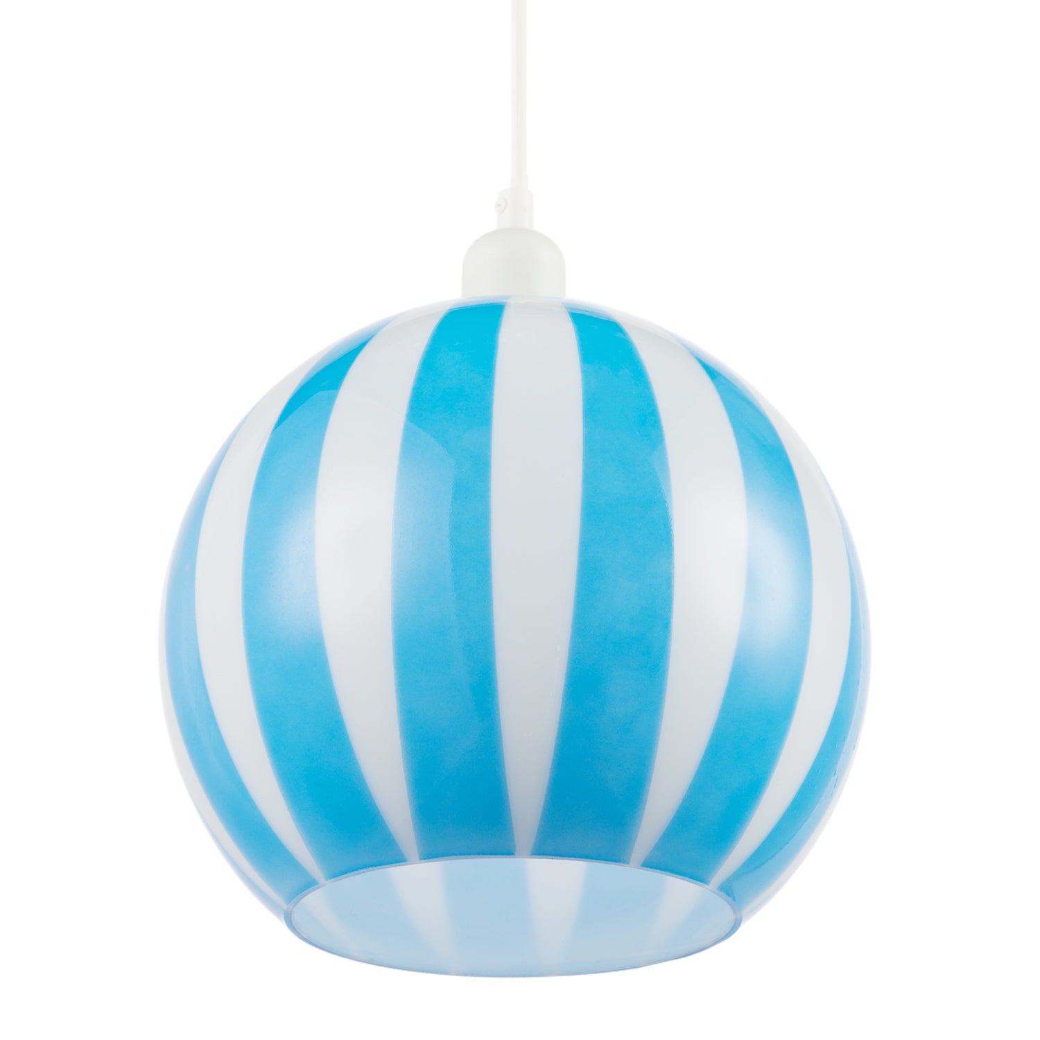 Sky Blue and White Striped High Gloss Glass Globe Pendant Light Shade Image 4