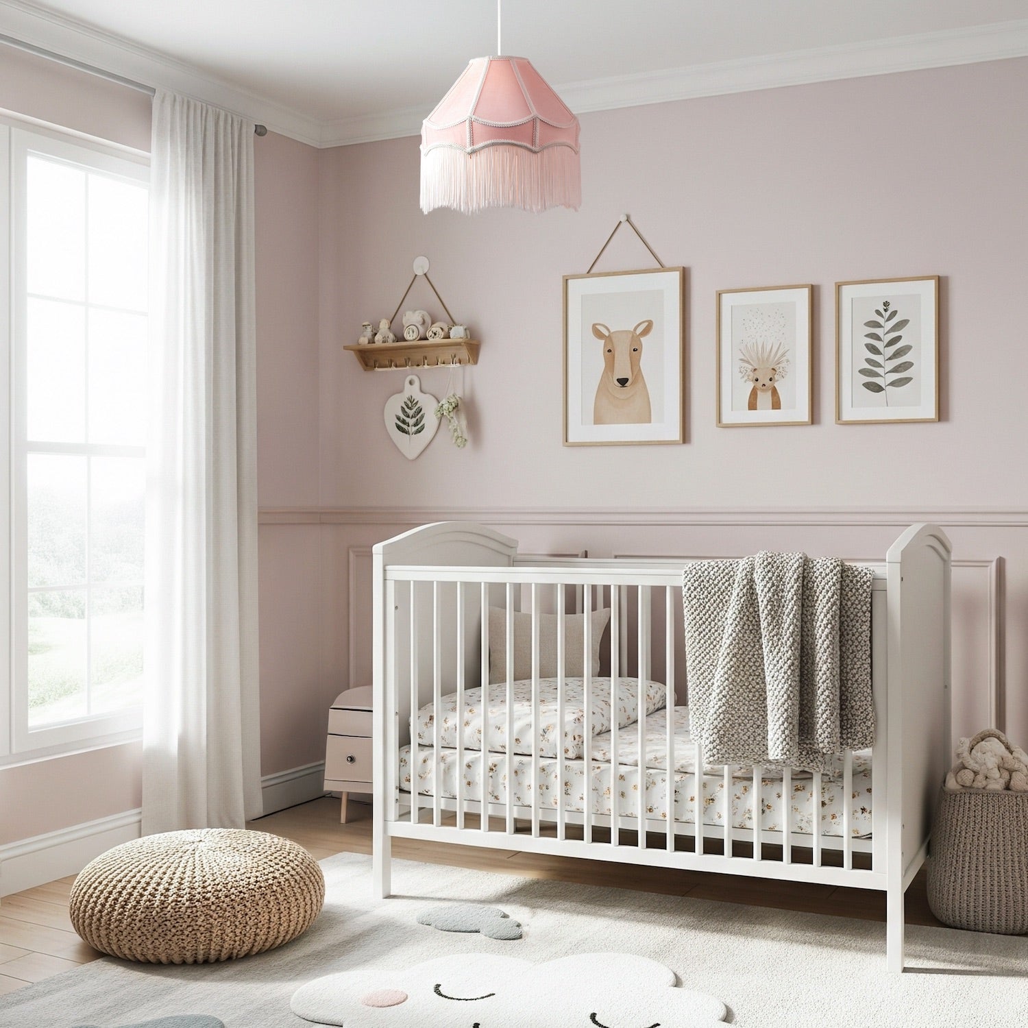 Traditional Victorian Empire 40cm Lamp Shade in Soft Pink with Tassels Image 6