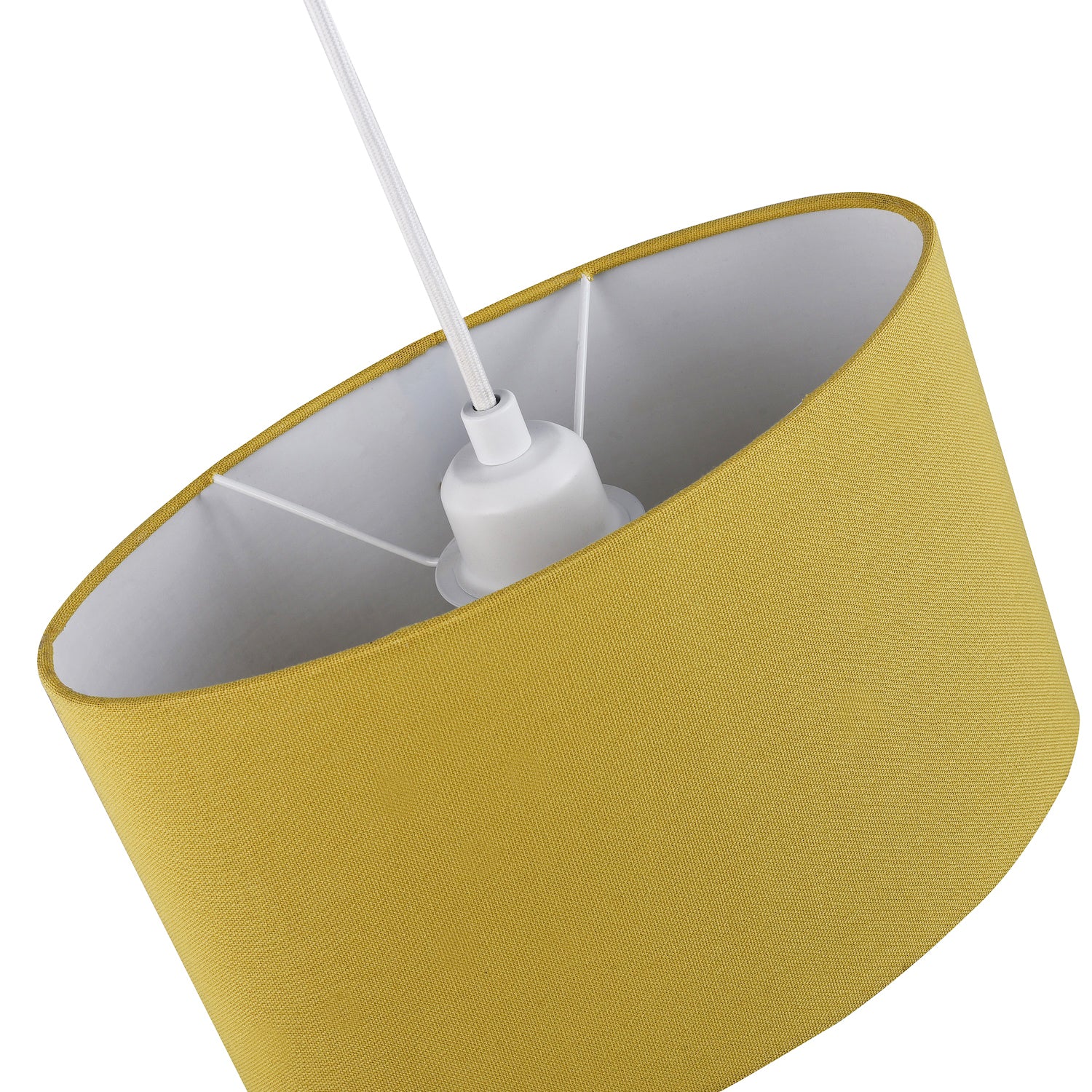 Contemporary and Stylish Mustard Ochre Linen Fabric Oval Lamp Shade - 30cm Width Image 3