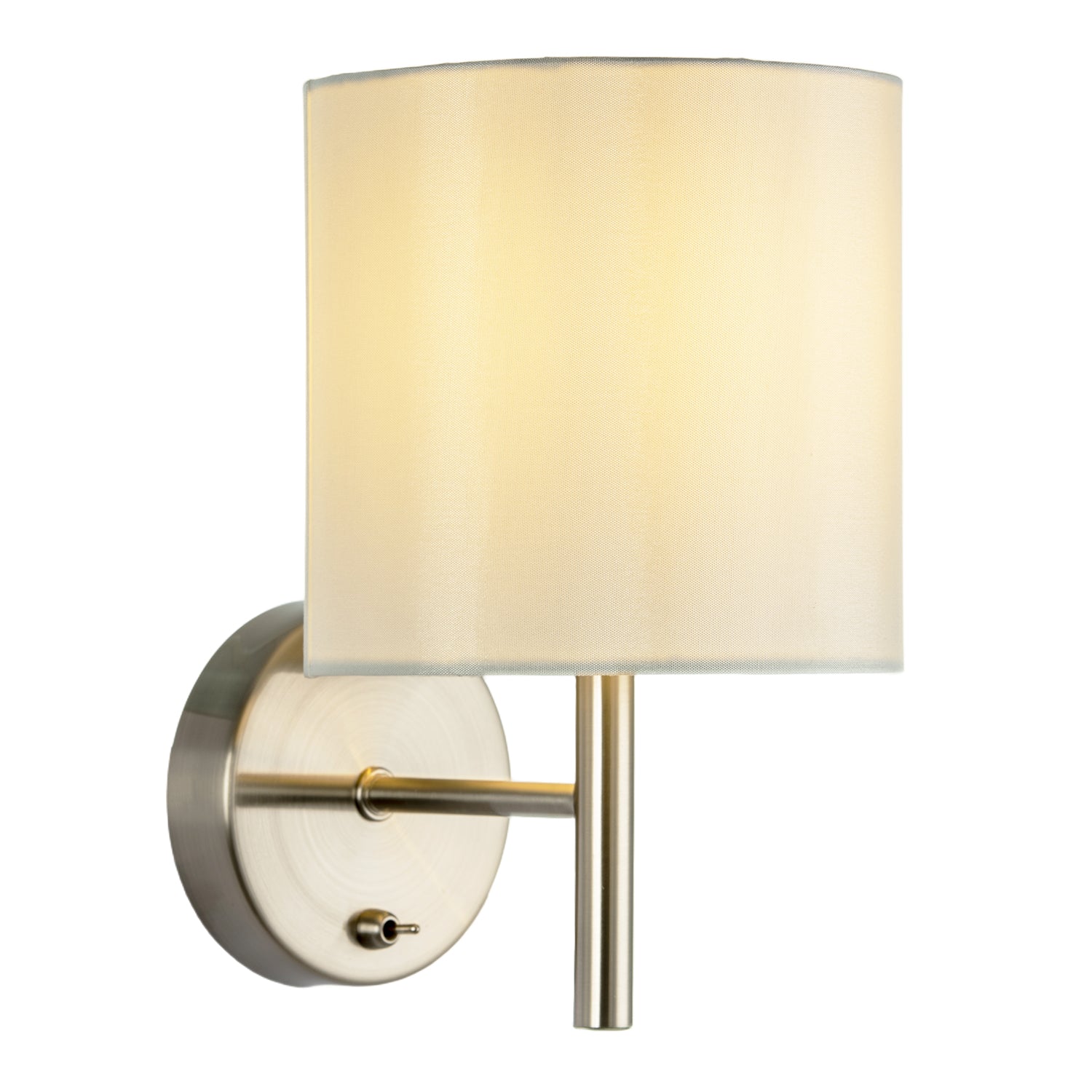 Modern Bedside Wall Lamp in Satin Nickel with Toggle Switch and Shade Image 8
