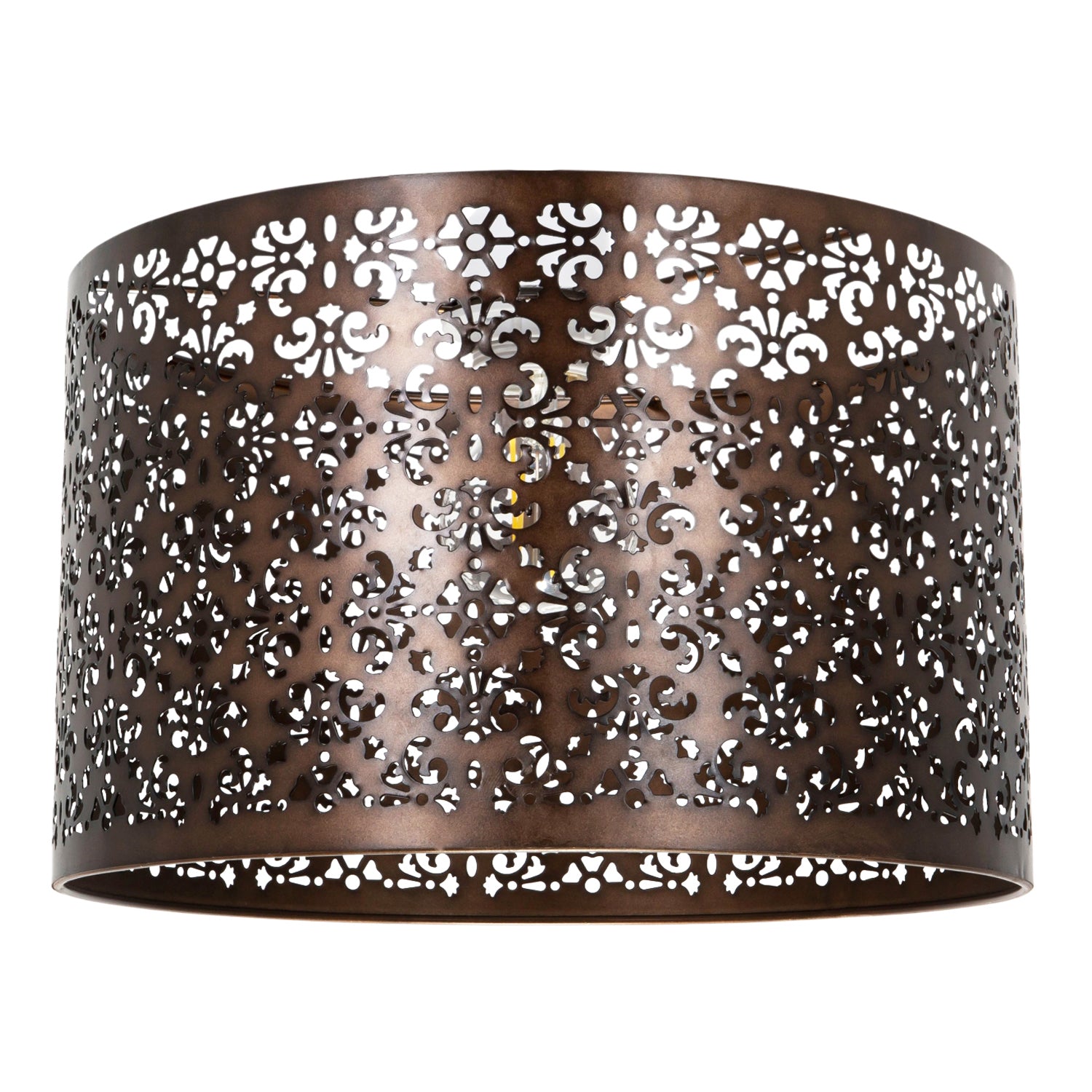 Moroccan Designed Large Bronze Metal Pendant Shade with Floral Decor Image 2