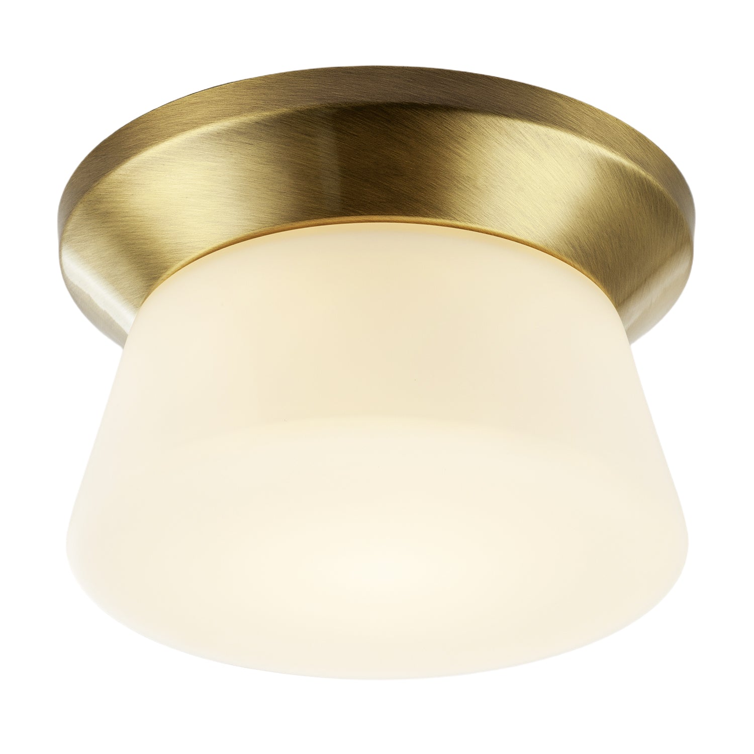Modern Antique Brass LED Bathroom Ceiling Light with Opal White Glass Image 4