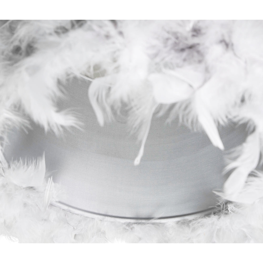 Modern Designer Real Grey Feather Drum Lamp Shade with Inner Cotton Lining Image 3