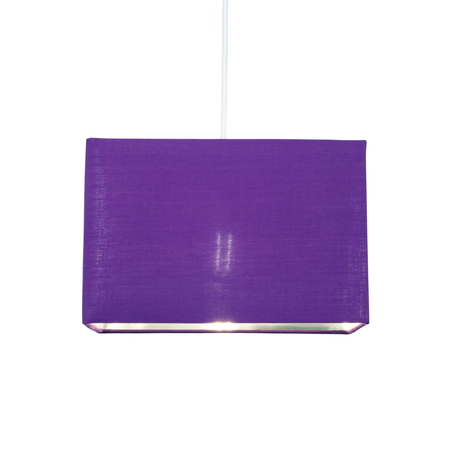 Contemporary Purple Cotton Fabric Rectangular 30cm Lamp Shade with Silver Inner Image 2