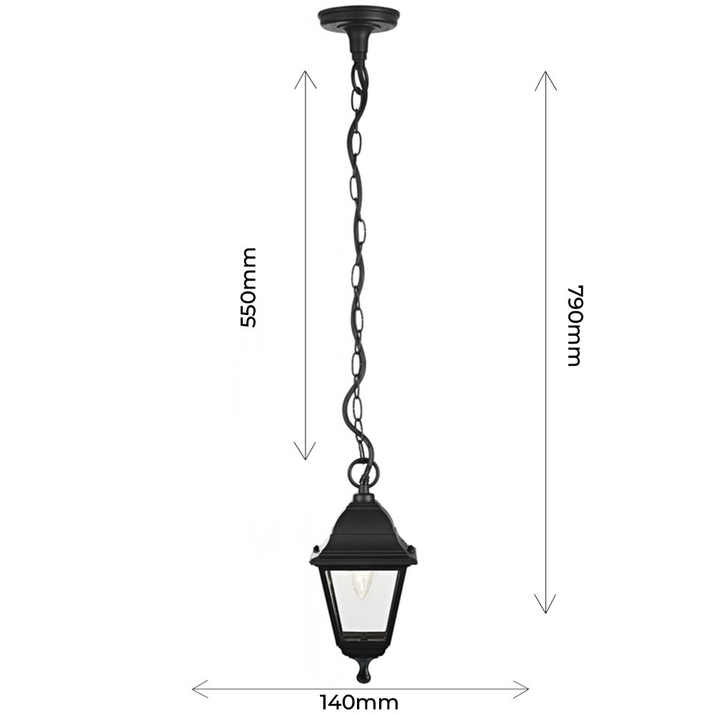 Matt Black Cast Aluminium IP44 Outdoor Hanging Lantern Image 4