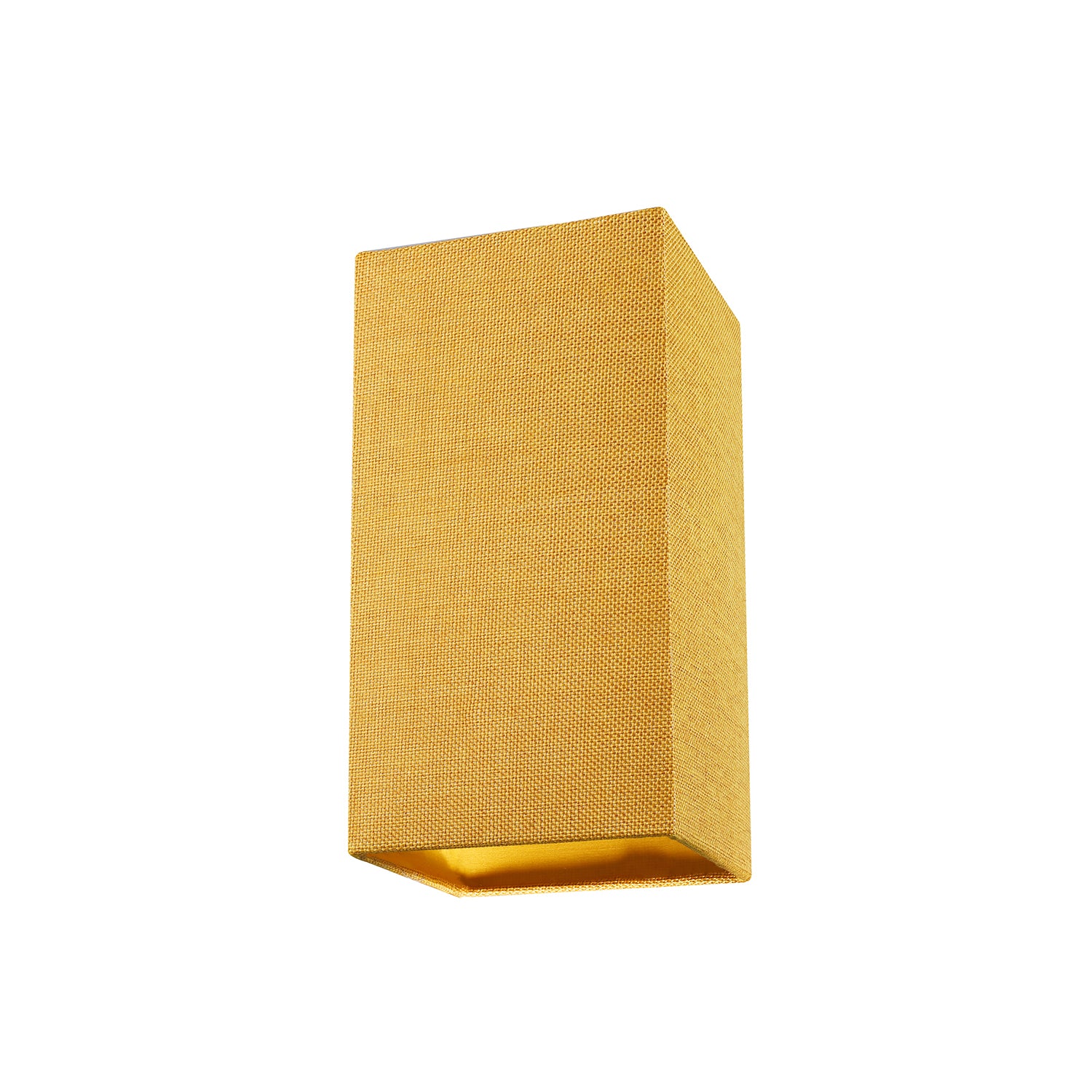 Modern and Stylish Textured Ochre Linen Fabric Tall Rectangular 25cm Lampshade Image 1