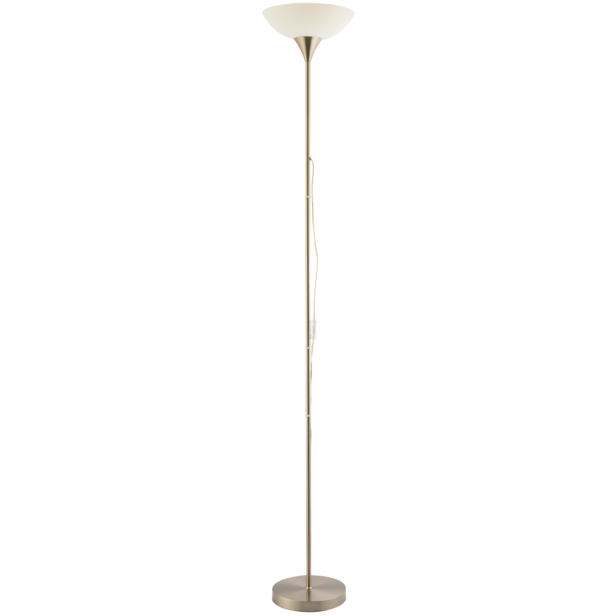 Modern Nickel Switched Uplighter Floor Lamp with Opal White Polycarbonate Shade Image 2