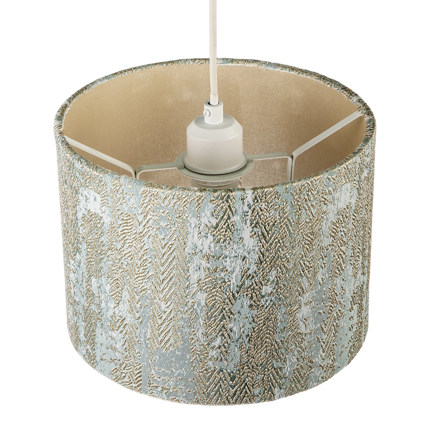 Textured Herringbone and Chevron Jacquard Lampshade in Gold and Silver Image 3