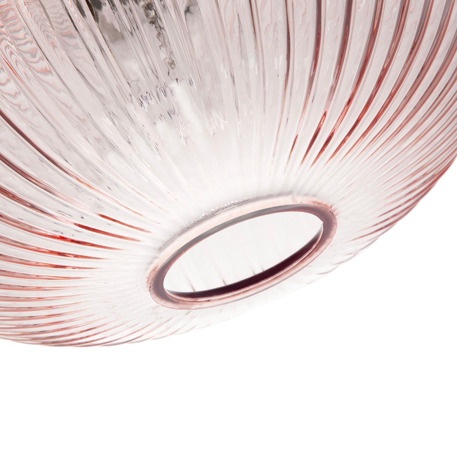 Modern Designer Soft Pink Line Ribbed Glass Oval Pendant Lamp Shade Image 4