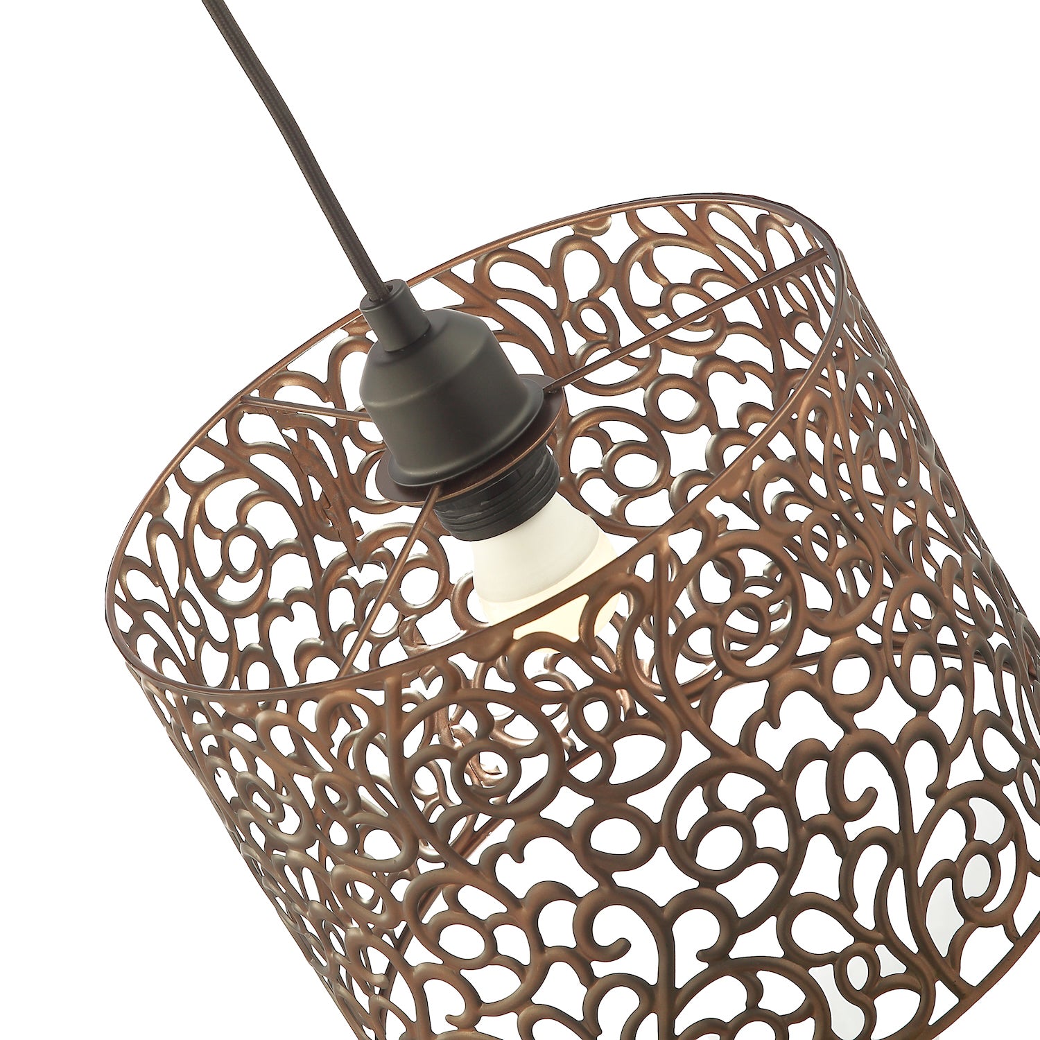 Elegant Classic Floral Matte Bronze Metal Ceiling Pendant Lamp Shade 19cm x 25cm Image 3